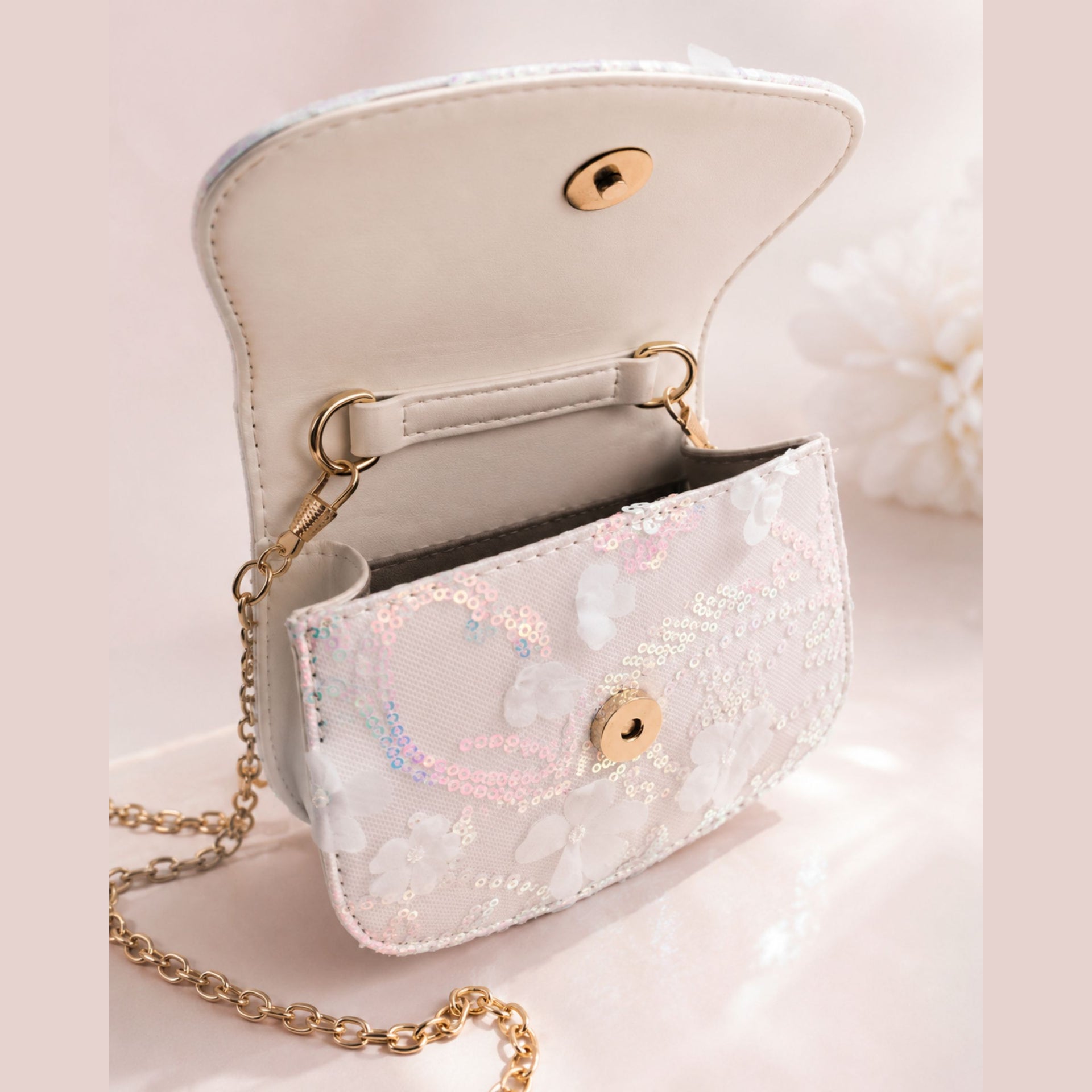 SMILE BABY Girls Pearl Handle Sling Purse with Bow & Chain Strap – Cute Princess Mini Handbag for Kids