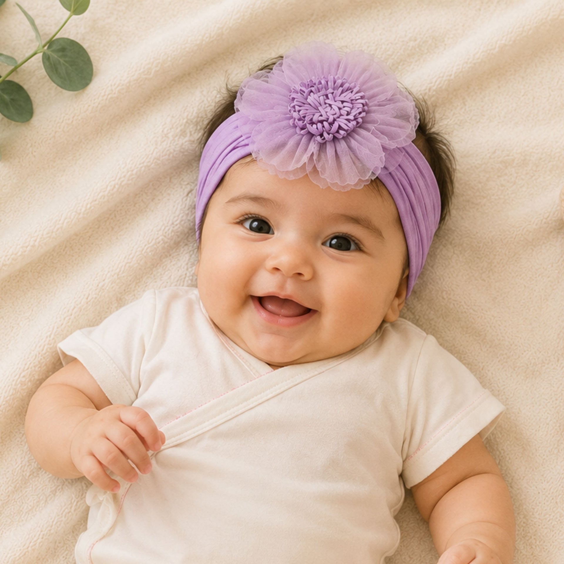 Smile Baby Baby Girl Headband Set – Soft Stretchy Bow & Floral Headbands for Infants, Babies & Toddlers – 3 Piece Hair Accessories Combo