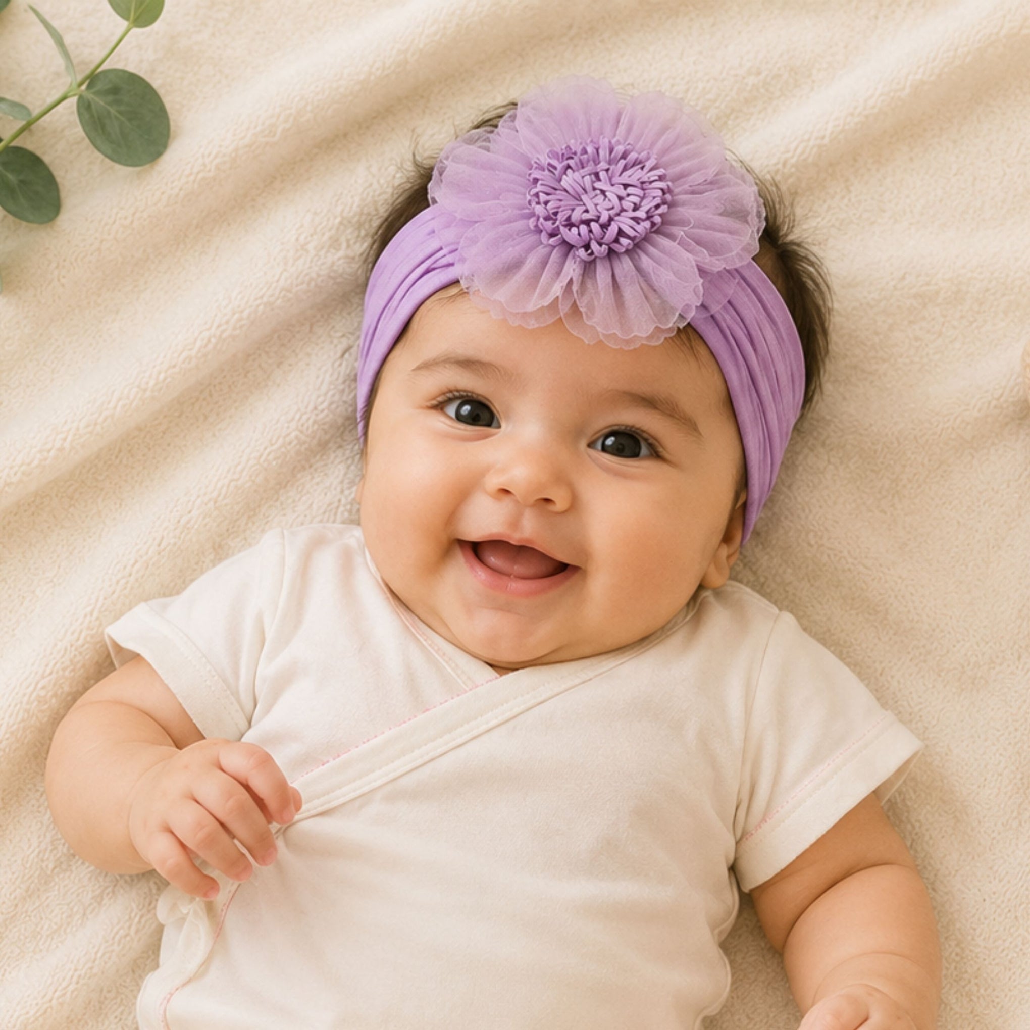Smile Baby Baby Girl Headband Set – Soft Stretchy Bow & Floral Headbands for Infants, Babies & Toddlers – 3 Piece Hair Accessories Combo