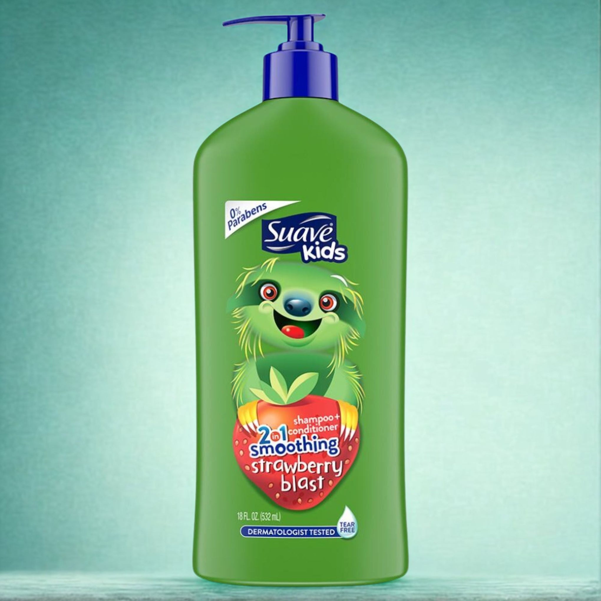 Suave Kids 2 in 1 Shampoo & Conditioner with Pump, Strawberry 18 Oz , 532ML  (1 Pack)