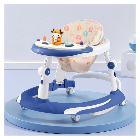 R for Rabbit Baby Walker With 3 Level Height Adjustment 4 Level Seat Adjustment & Recreational Toy Bar - Blue & White , GREY/WHITE