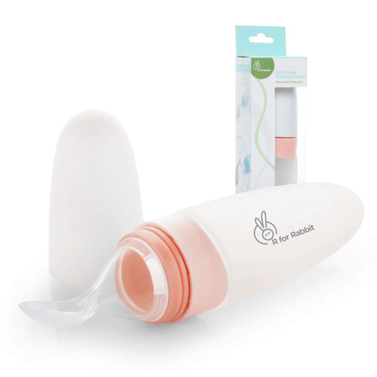 R for Rabbit First Feed Food Feeder with 90ml Capacity for 4M+ Baby , Silicone Feeding Bottle Spoon