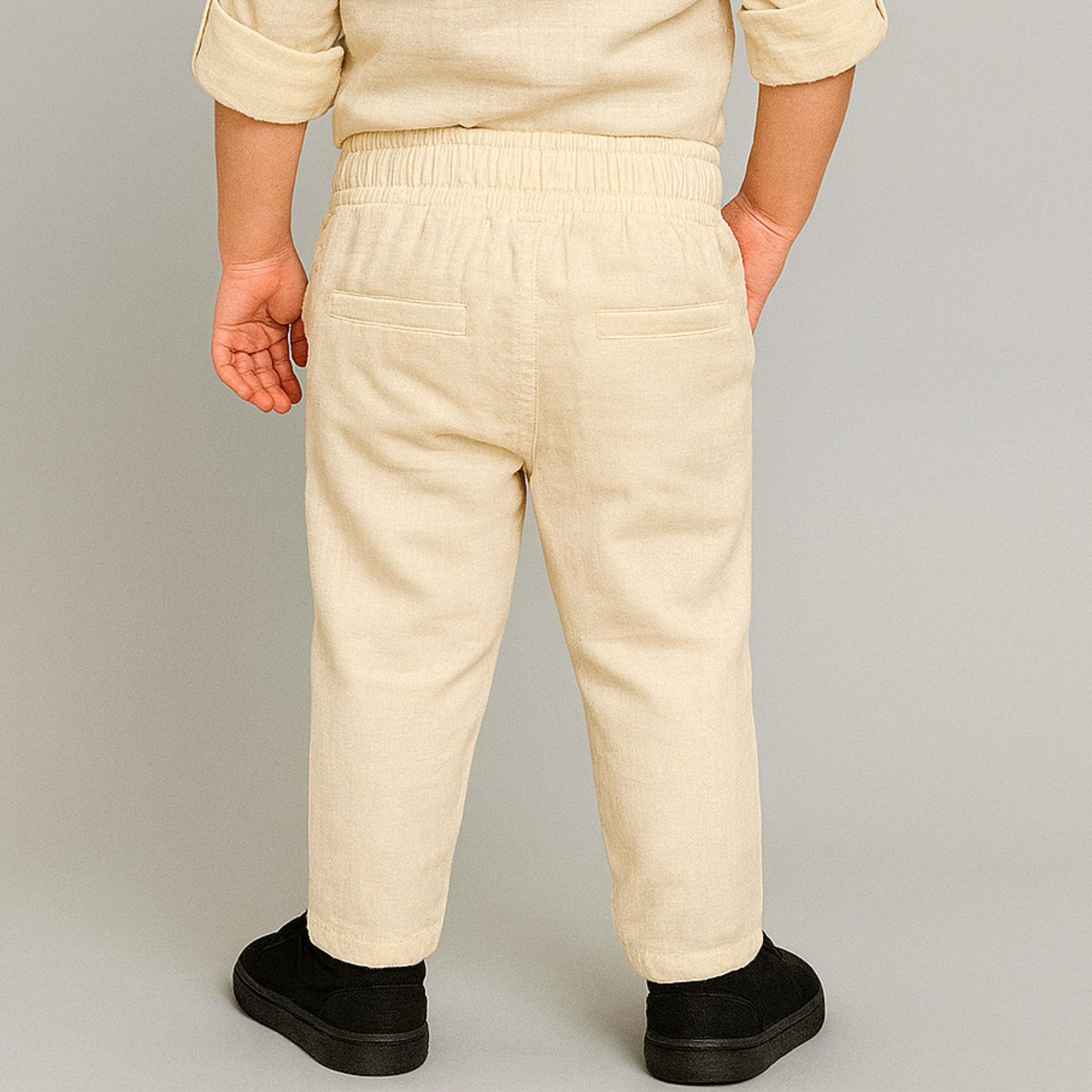 BLAZO Boys’ Cream Linen Pants – Soft & Breathable | Elastic Waist | Age 12 Month –12 Years