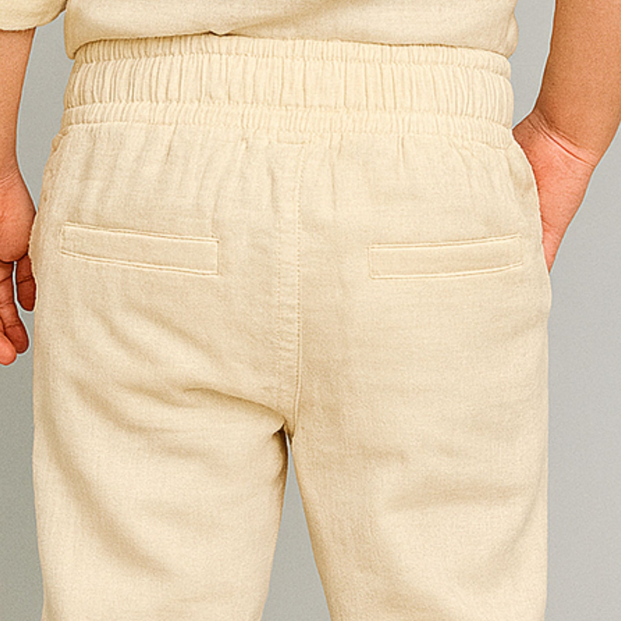 BLAZO Boys’ Cream Linen Pants – Soft & Breathable | Elastic Waist | Age 12 Month –12 Years