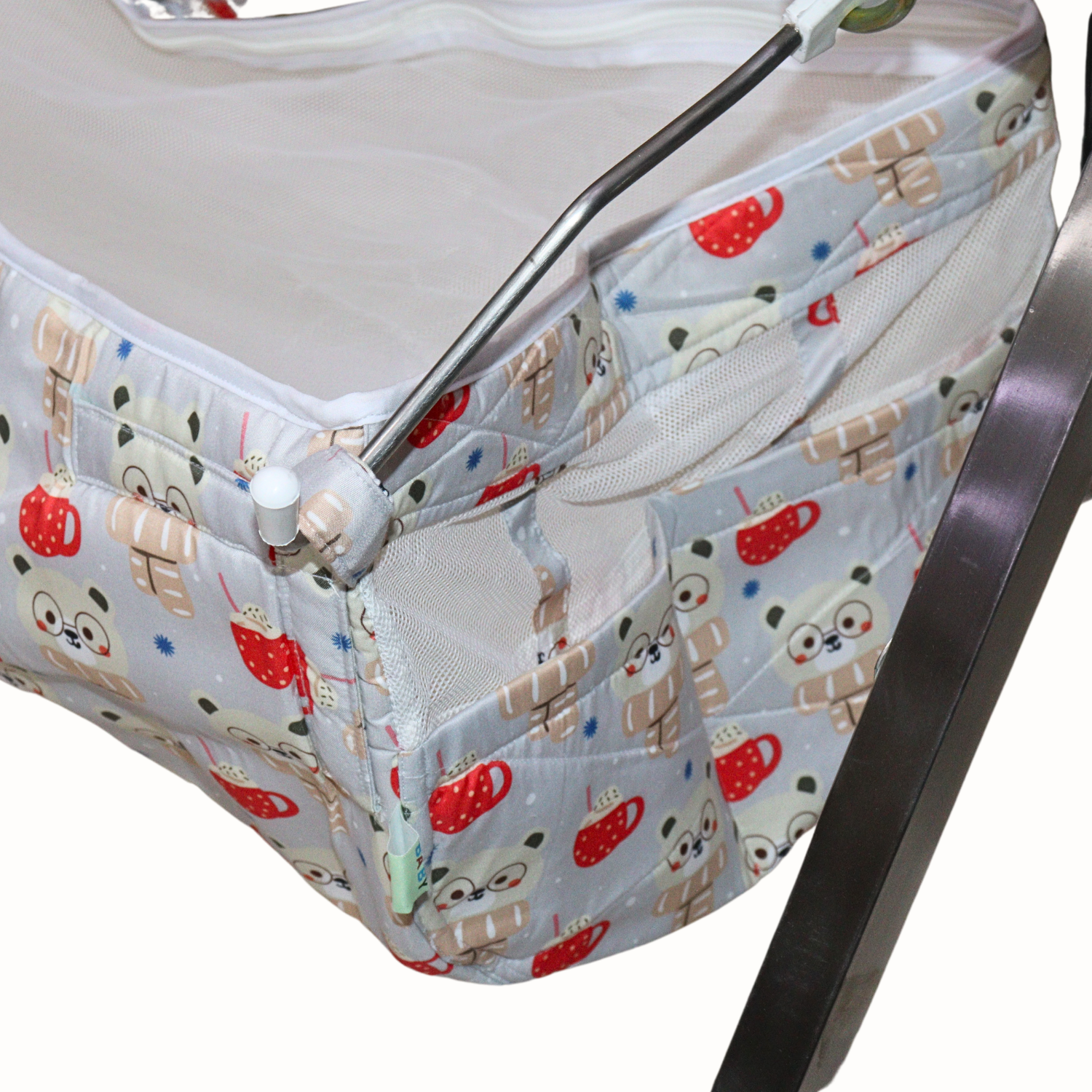 Smile Baby Teddy Bear Print Baby Cradle Cloth with Mosquito Net – Soft & Cozy Newborn Hammock