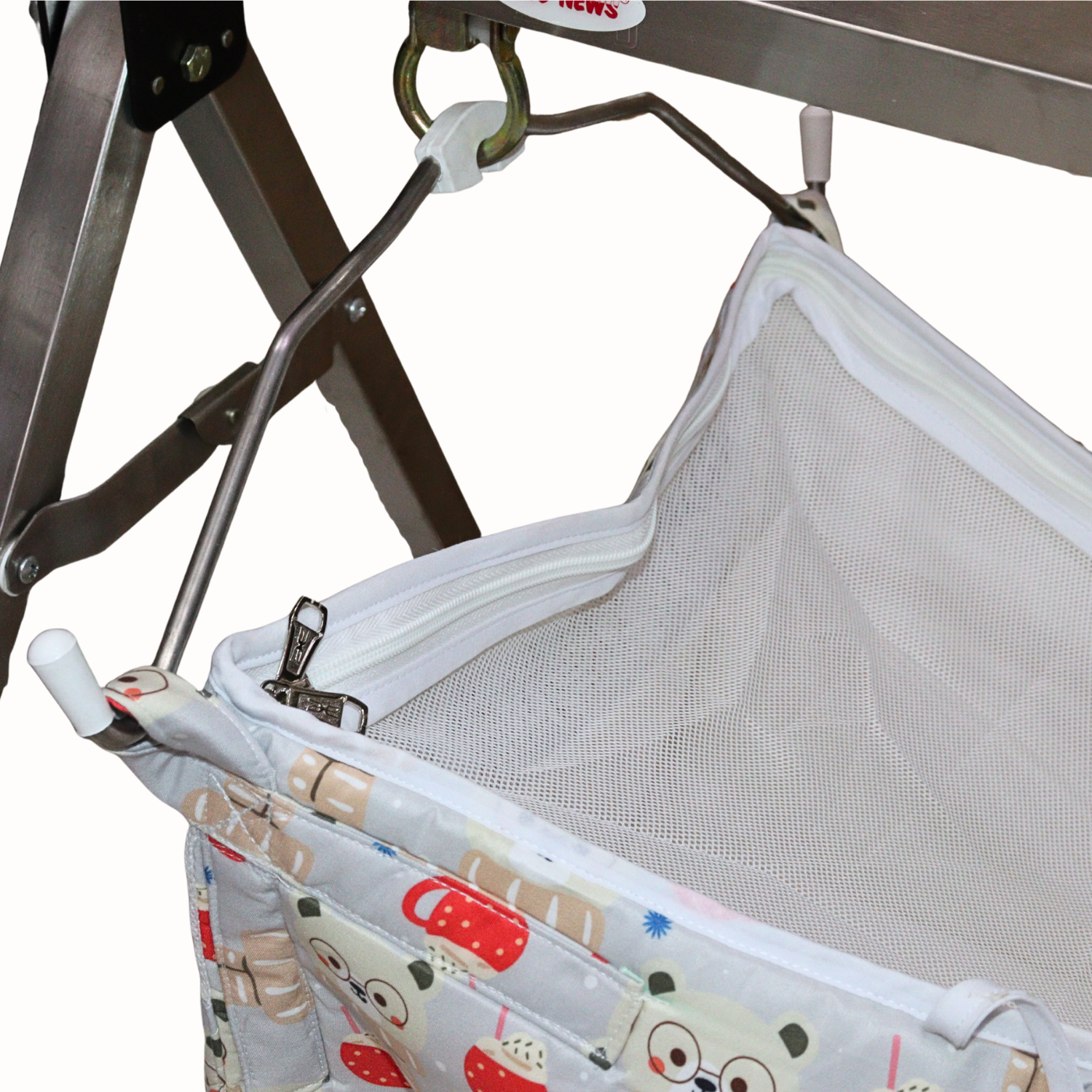 Smile Baby Teddy Bear Print Baby Cradle Cloth with Mosquito Net – Soft & Cozy Newborn Hammock