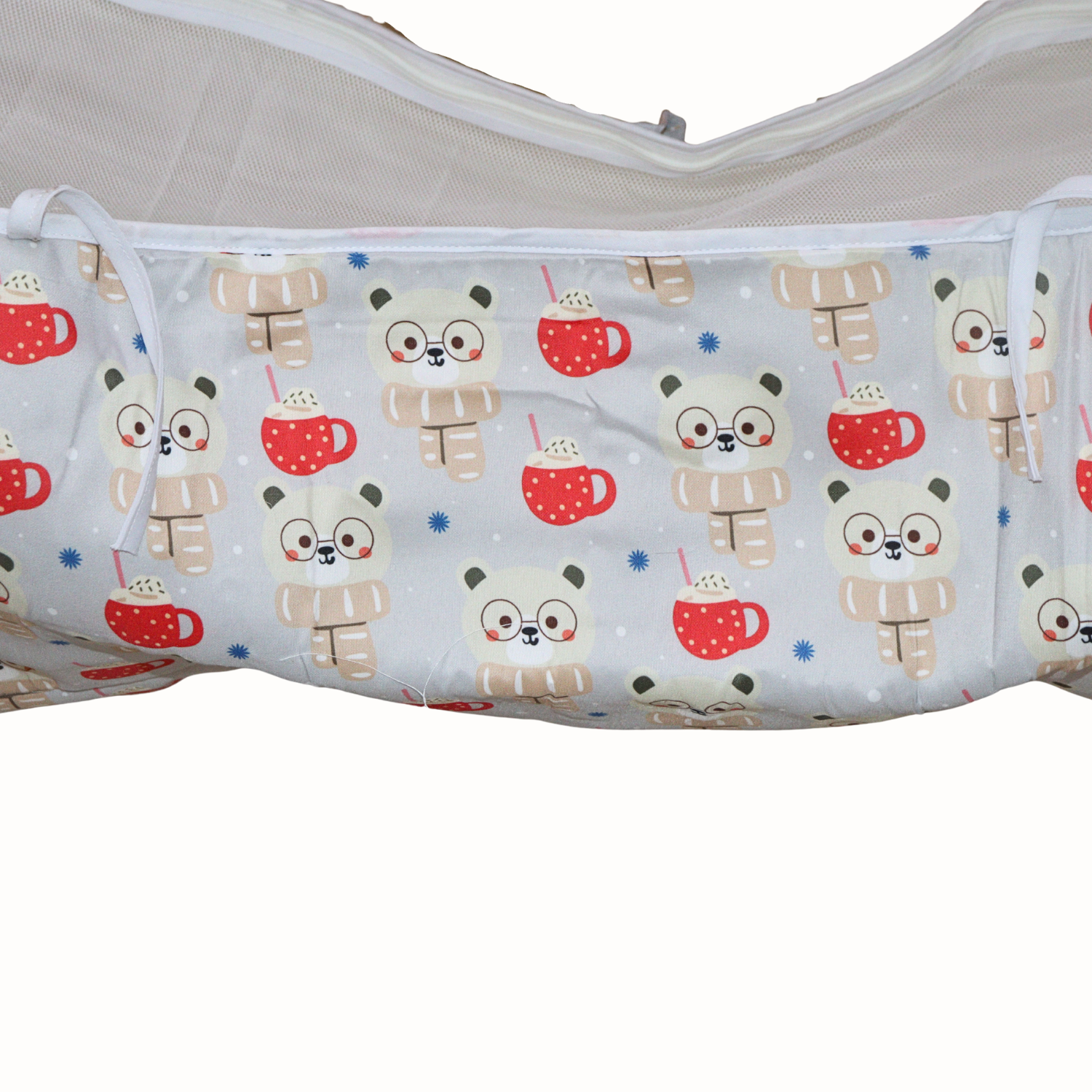 Smile Baby Teddy Bear Print Baby Cradle Cloth with Mosquito Net – Soft & Cozy Newborn Hammock