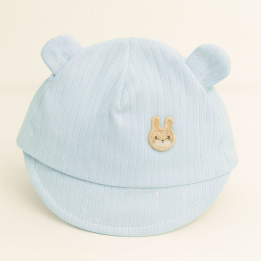 Smile Baby Soft Cotton Ear Design Cap for Infants | 0–24 Months | Fawn, Blue & Pink | Super Soft & Breathable Baby Hat