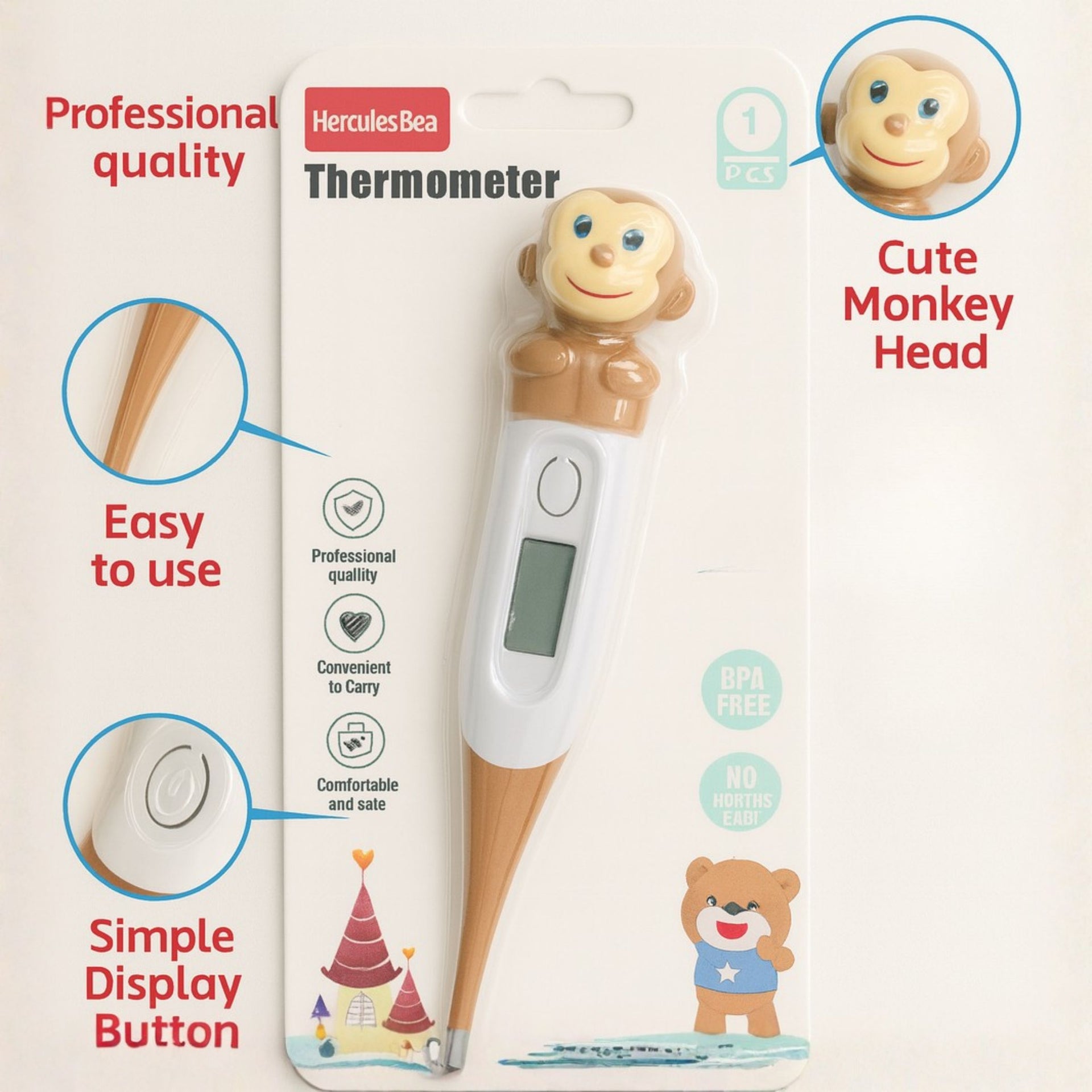 Digital Baby Thermometer – Cute Animal Design | Fast Reading | BPA-Free | Safe for Newborns