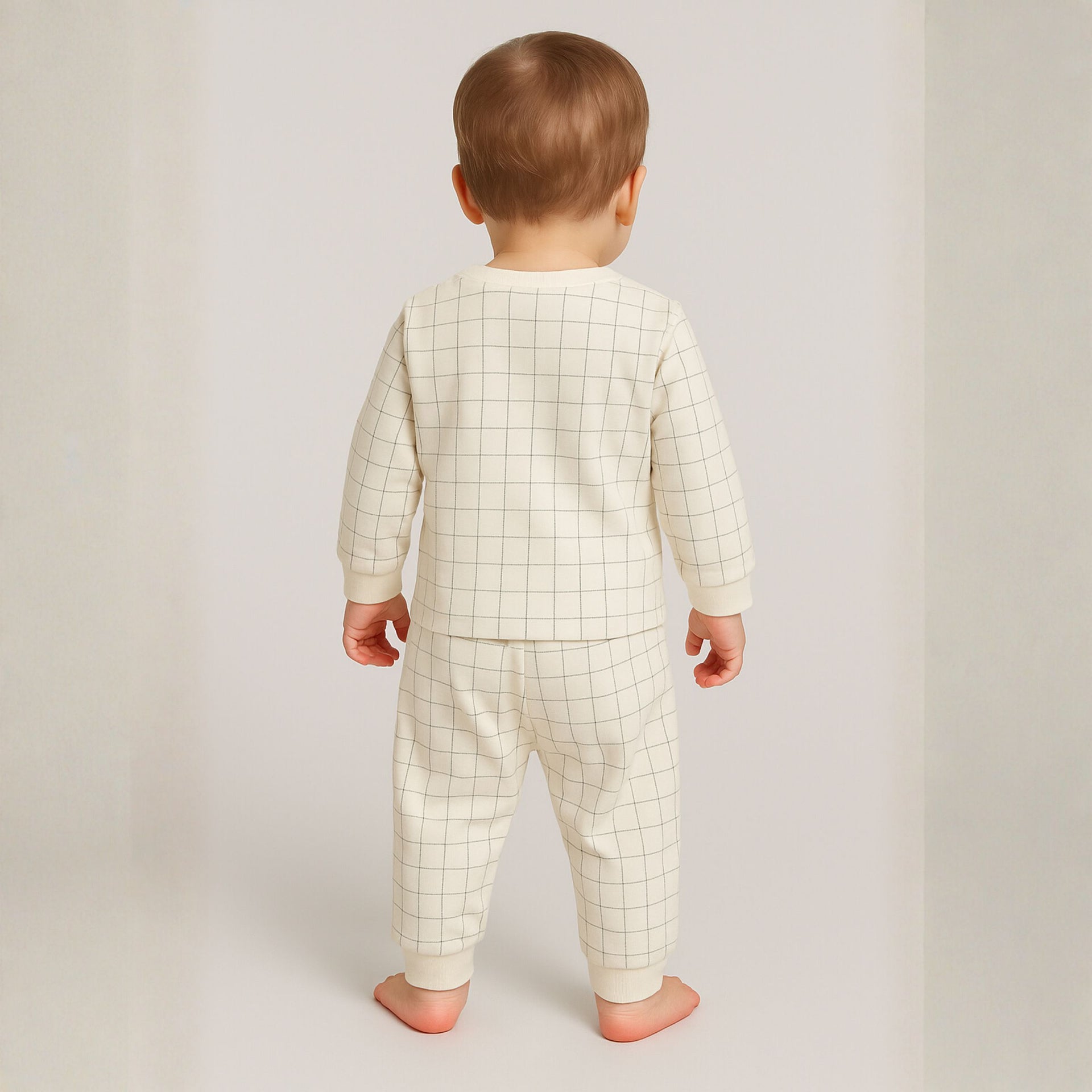 Ollypop “Time To Play” Winnie the Pooh Sweatshirt & Jogger Set for Boys (3M–24M) – Cream & White