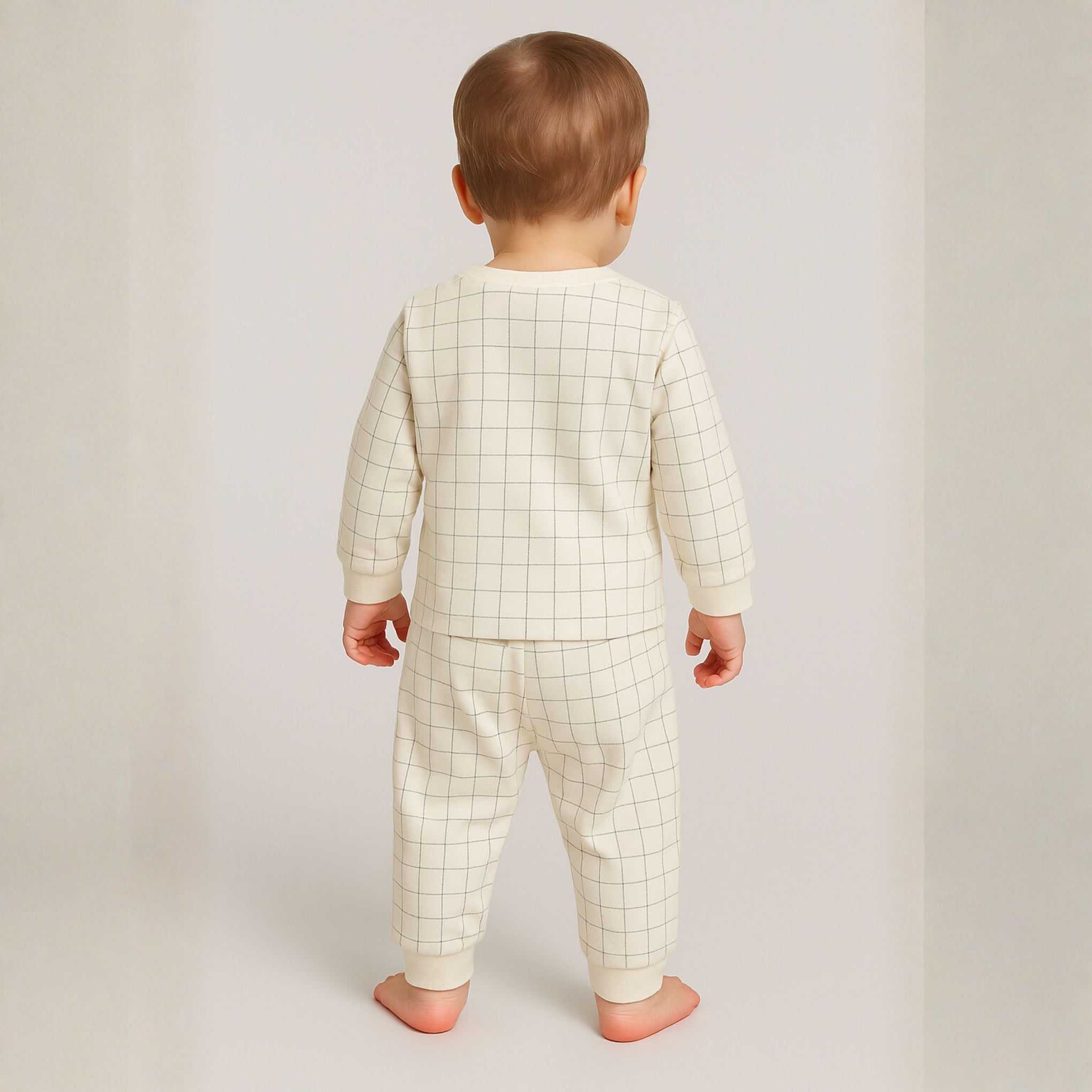 Ollypop “Time To Play” Winnie the Pooh Sweatshirt & Jogger Set for Boys (3M–24M) – Cream & White