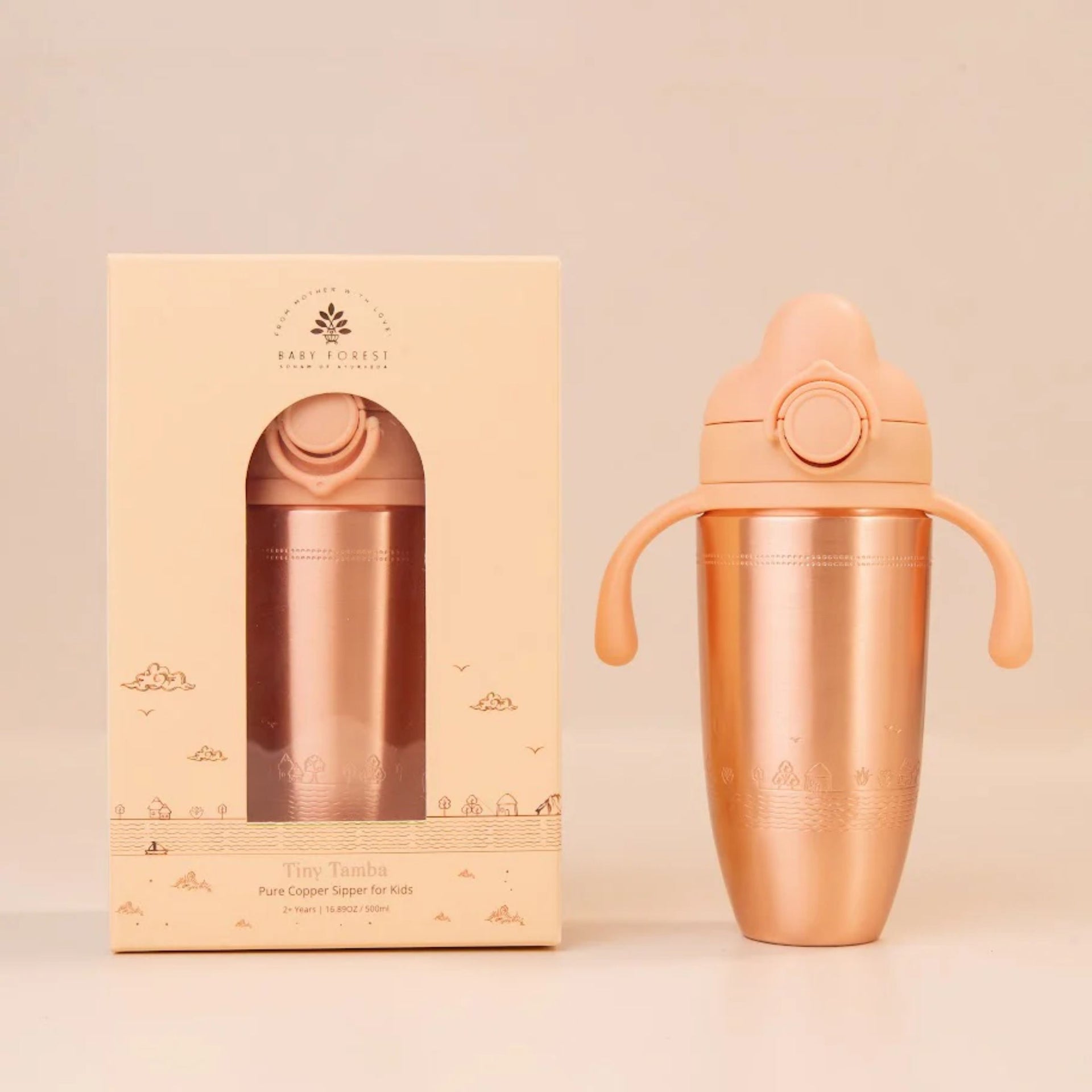 BABY FOREST Tiny Tamba™ Pure Copper Sipper for Kids | Ayurvedic, Spill-Proof & BPA-Free