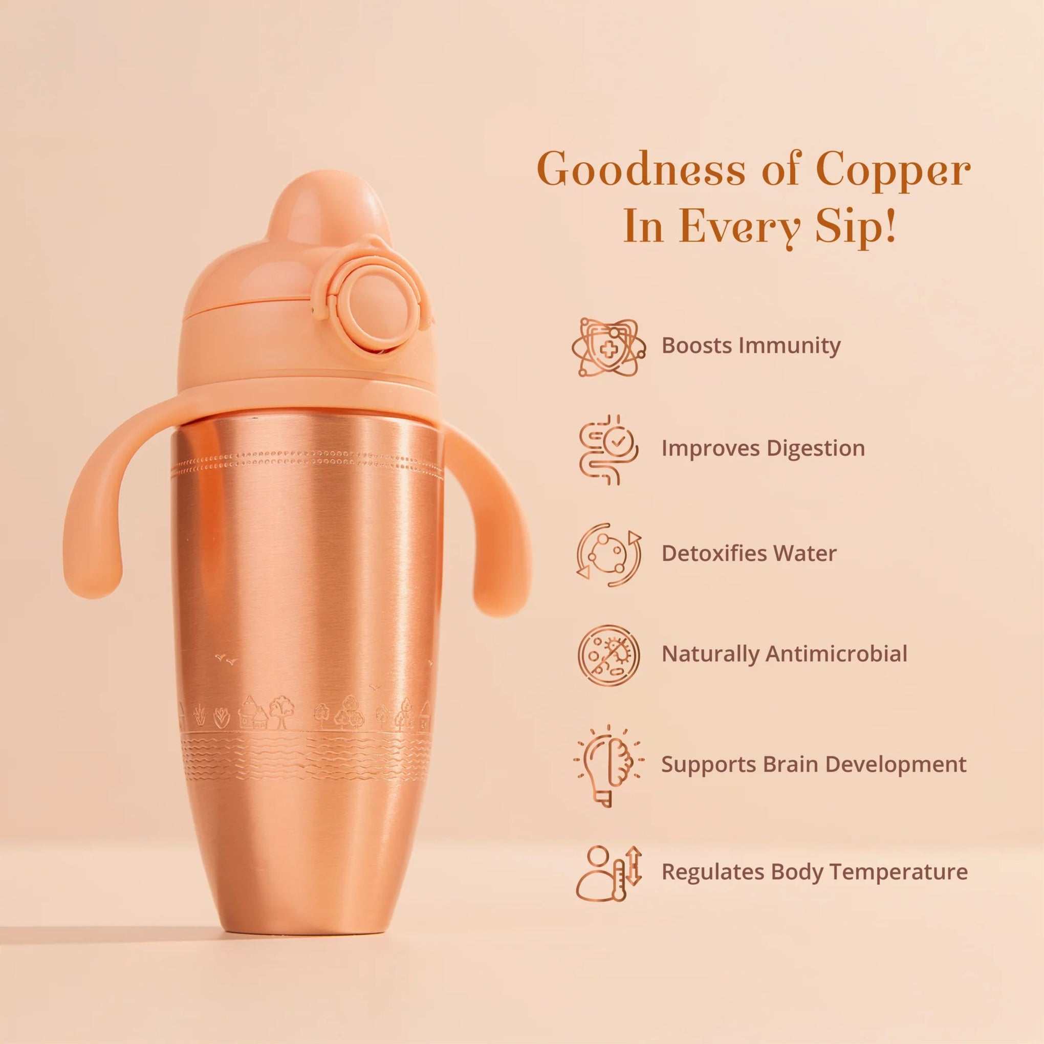 BABY FOREST Tiny Tamba™ Pure Copper Sipper for Kids | Ayurvedic, Spill-Proof & BPA-Free