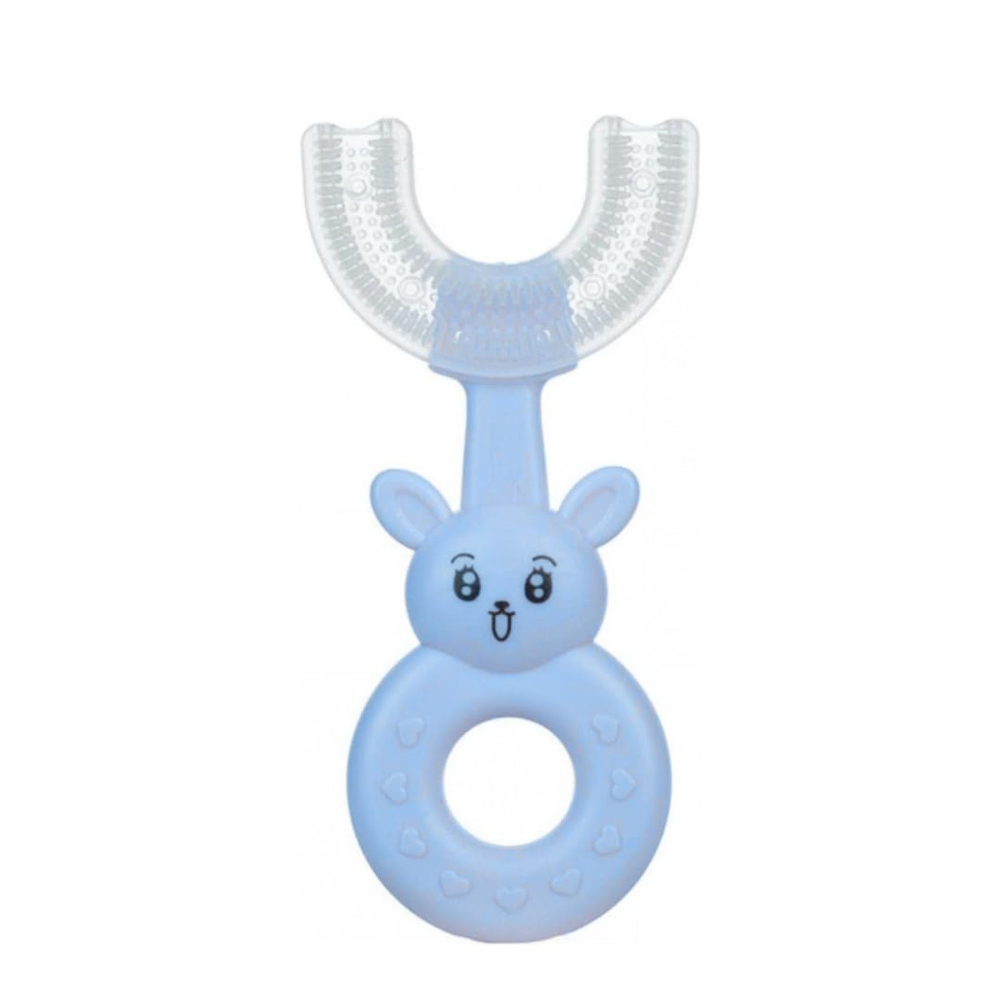 Smile Baby U-Shaped Toothbrush Kids 1 Pcs - Toddler Toothbrush With Food Grade Soft Silicone Brush Head, Manual Whole Mouth For Kids Age 2-6, 360° Oral Teeth Cleaning Design (Rabbit,Sky Blue)