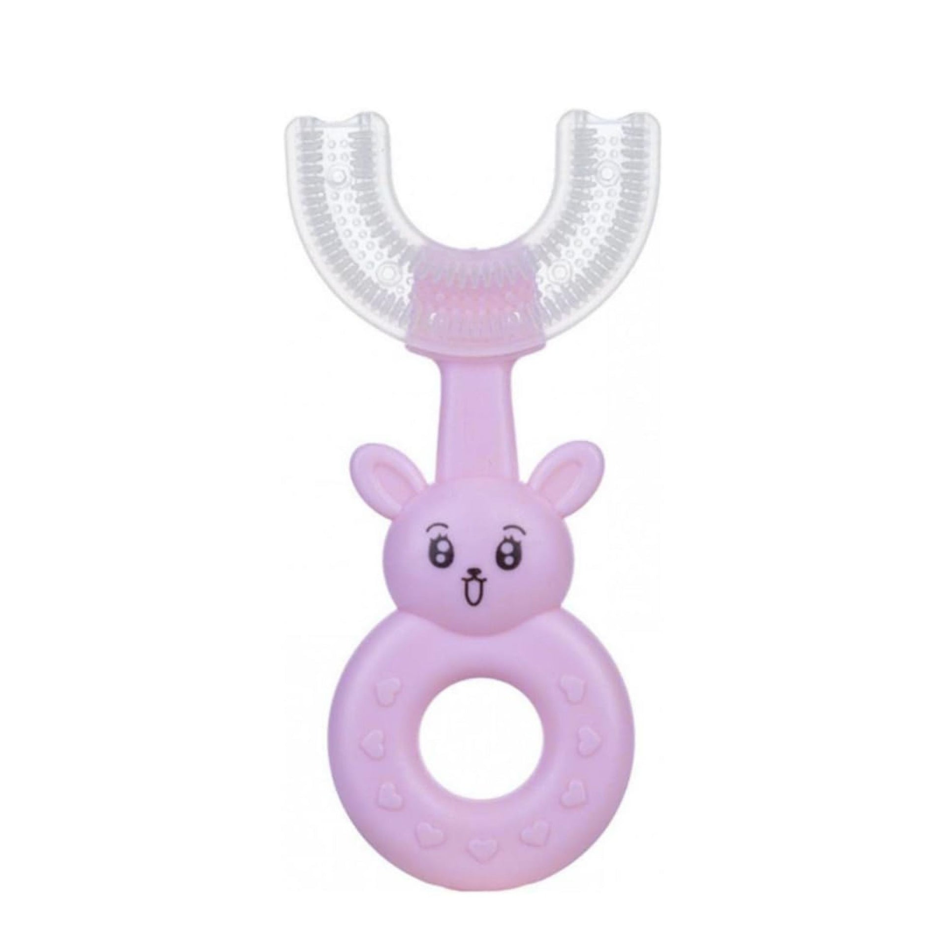 SMILE BABY U-Shaped Toothbrush Kids 1 Pcs - Toddler Toothbrush With Food Grade Soft Silicone Brush Head, Manual Whole Mouth Toothbrush For Kids Age 2-6, 360° Oral Teeth Cleaning Design (Rabbit,Purple)