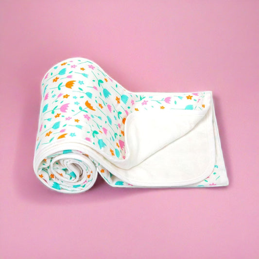 Mee Mee Supremely Absorbent 100% Cotton 2 Layer Premium Soft Baby Towel for New Born | 2 Layers of Muslin & Terry | Washcloth for Kids/Toddlers/Infants/Babies | Pack of 1- Flower Print