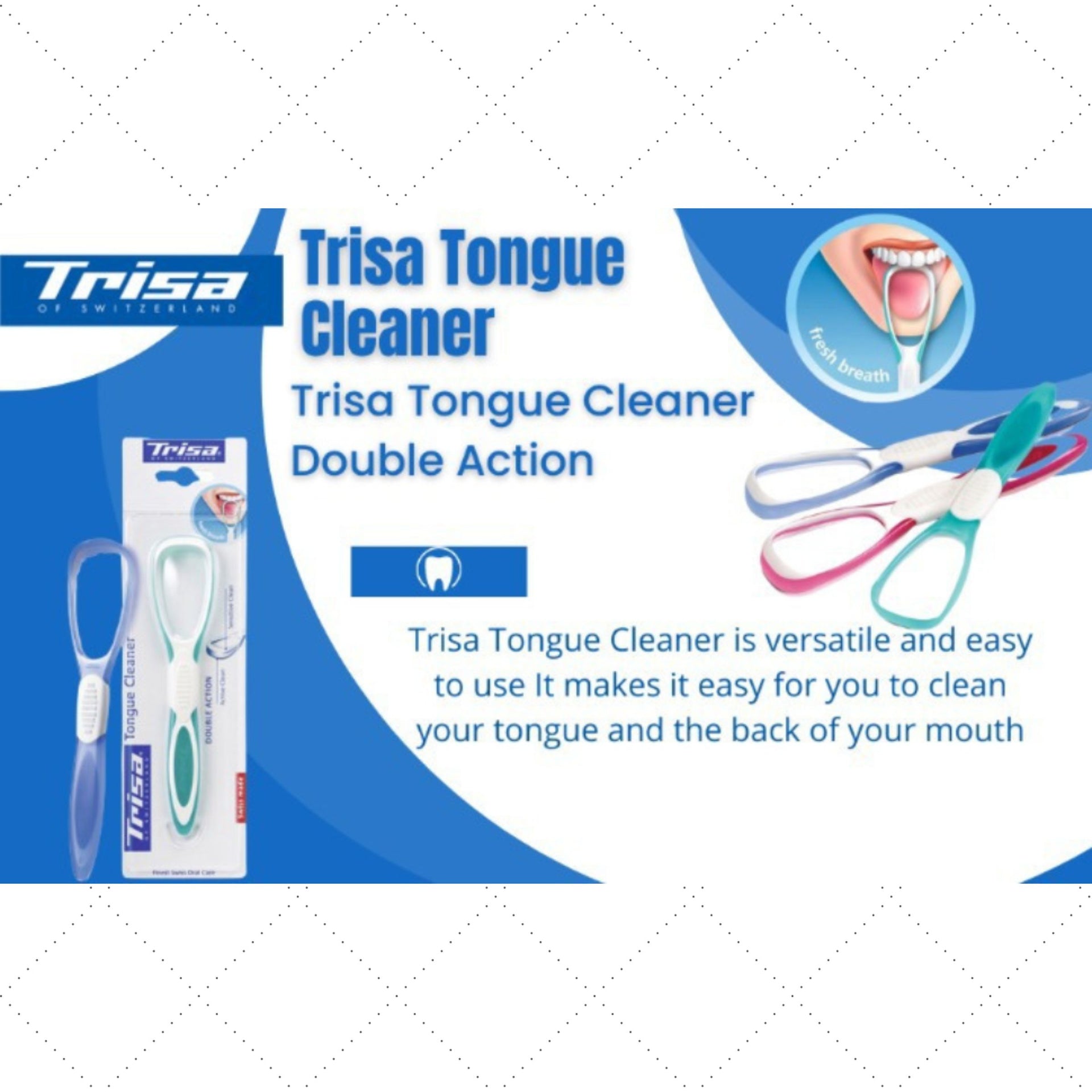 Trisa Tongue Cleaner Double Action (Pink Color) , (Blue color)