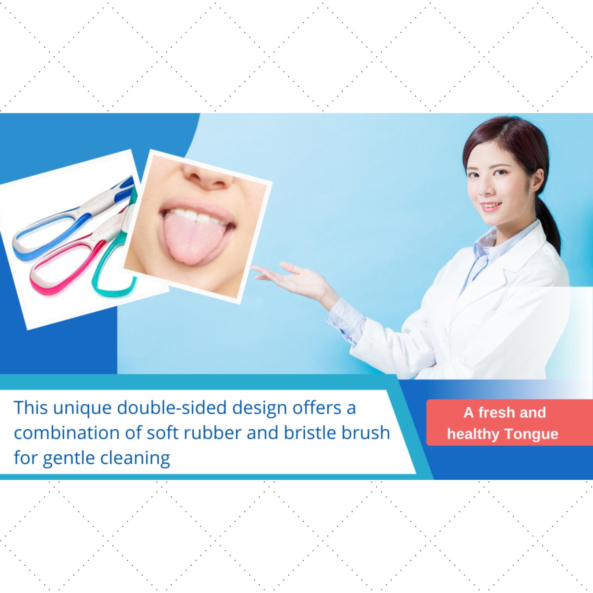 Trisa Tongue Cleaner Double Action (Pink Color) , (Blue color)