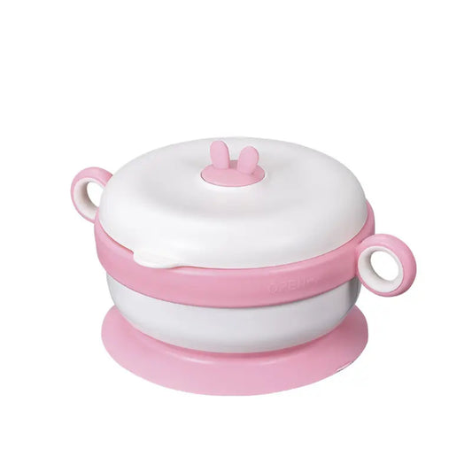 Smile Baby Children's Double-Layer Feeding Bowl Lunch Box 316 Stainless Steel Food Grade Silicone Water-Filled Insulation Baby Plate Bowl