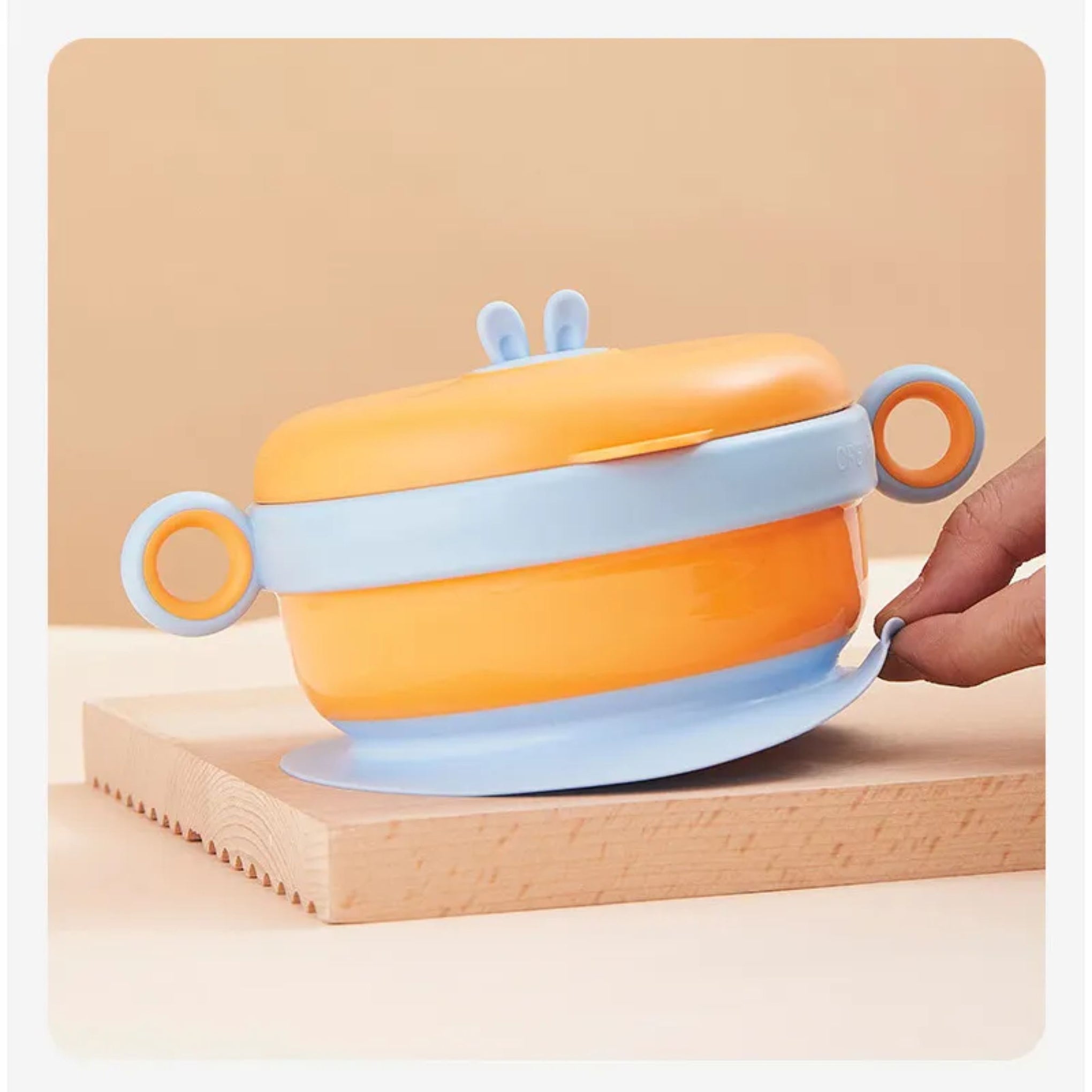 Smile Baby Children's Double-Layer Feeding Bowl Lunch Box 316 Stainless Steel Food Grade Silicone Water-Filled Insulation Baby Plate Bowl
