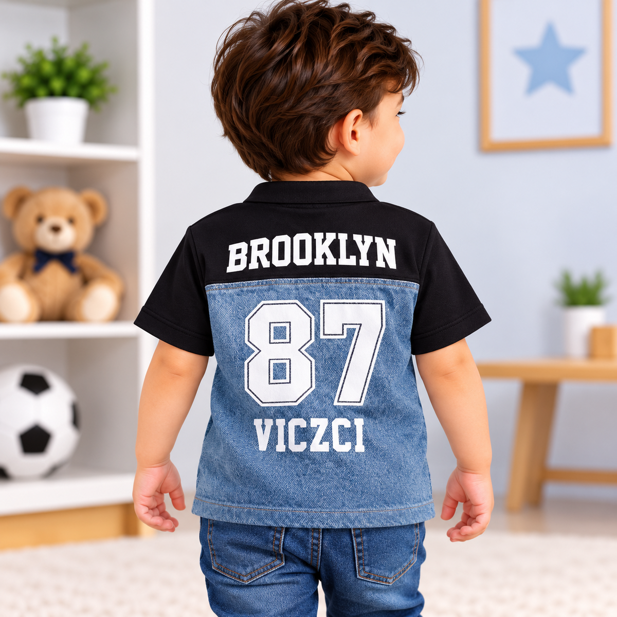 Back view of COOLEST boys Brooklyn 87 shirt