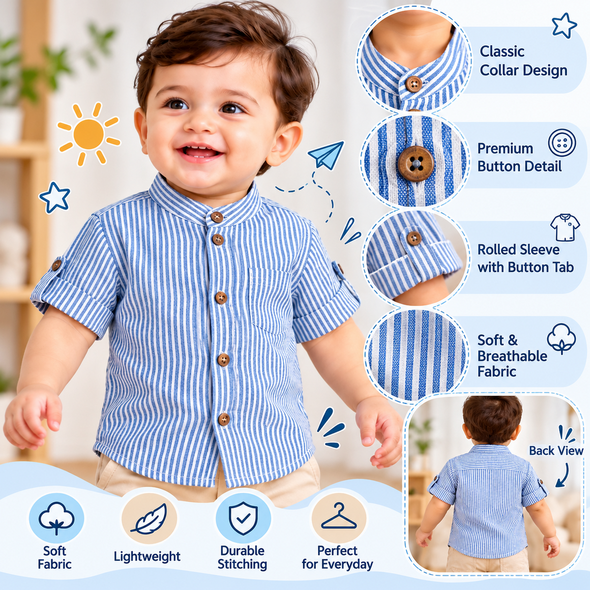 GUSTO boys striped shirt features