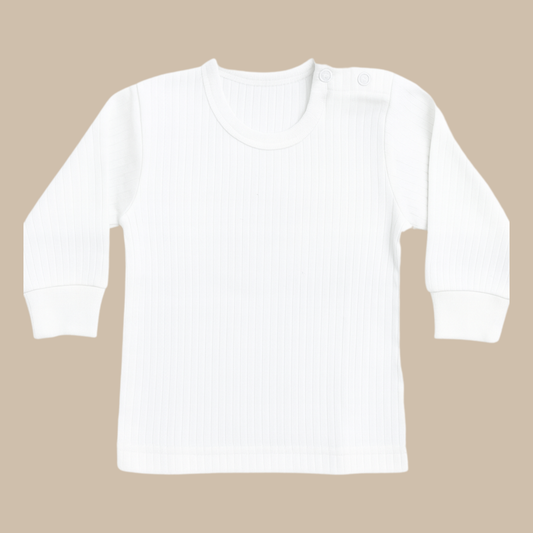 SMILE BABY Ultra-Soft Thermal Full Sleeve T-Shirt for Babies (0–6 Years) – White | Winter Innerwear