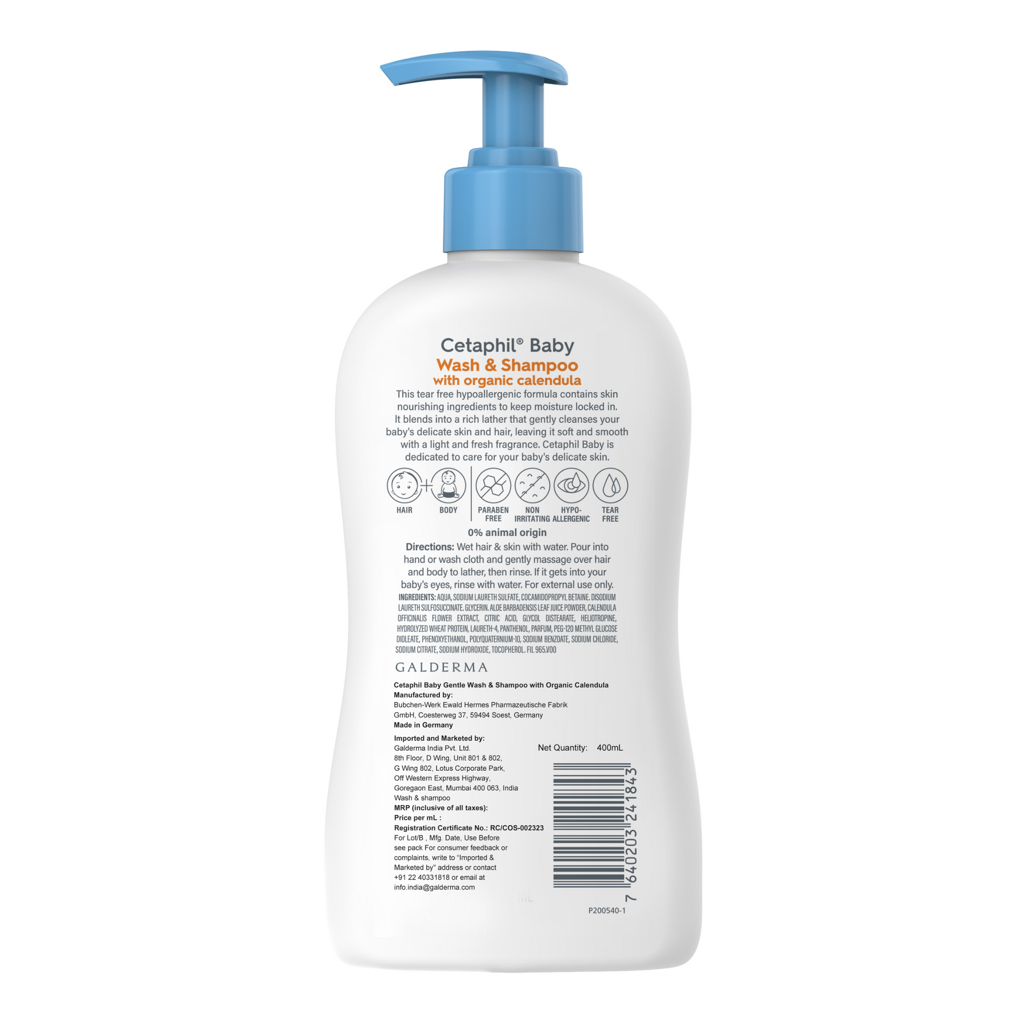 Cetaphil Baby Daily Moisturizing Lotion 400ml with Organic Calendula for Face & Body, Moisturizer for Kids