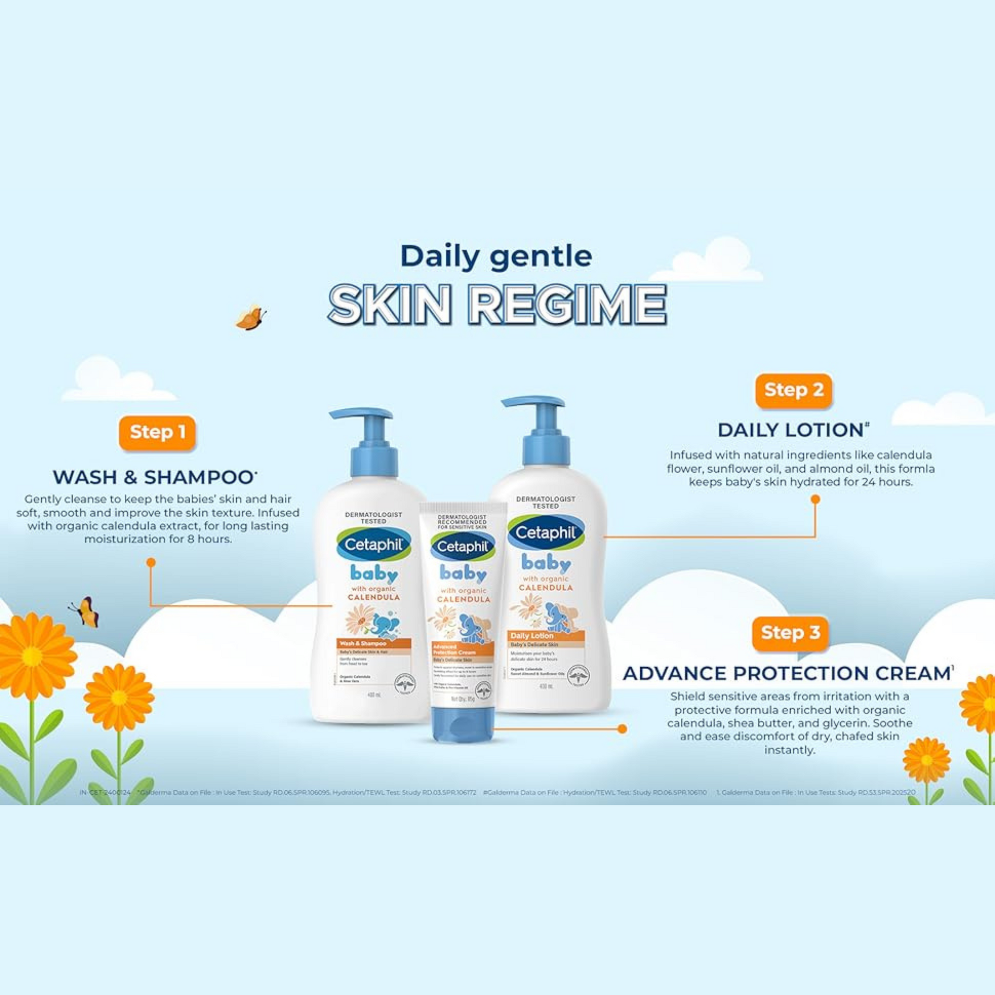 Cetaphil Baby Daily Moisturizing Lotion 400ml with Organic Calendula for Face & Body, Moisturizer for Kids