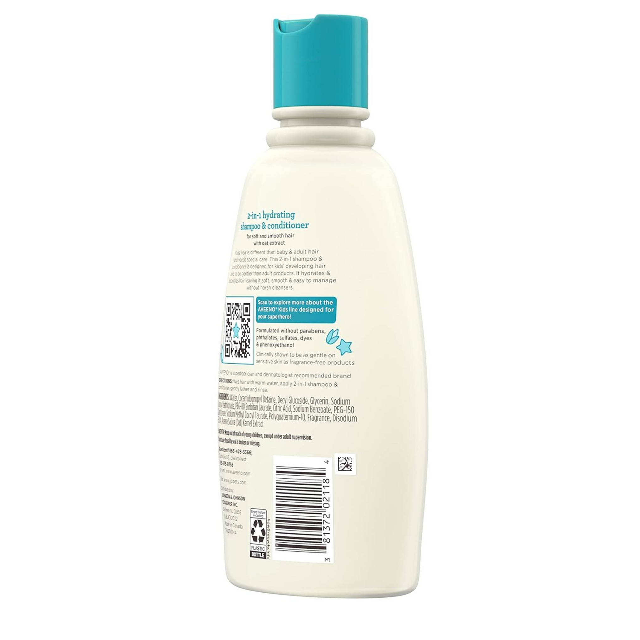 Aveeno Baby Kids 2-In-1 Hydrating Shampoo & Conditioner, Gently Cleanses, Conditions & Detangles Kids Hair, Formulated With Oat Extract, For Sensitive Skin & Scalp, Hypoallergenic, 12 Fl. Oz (354Ml)