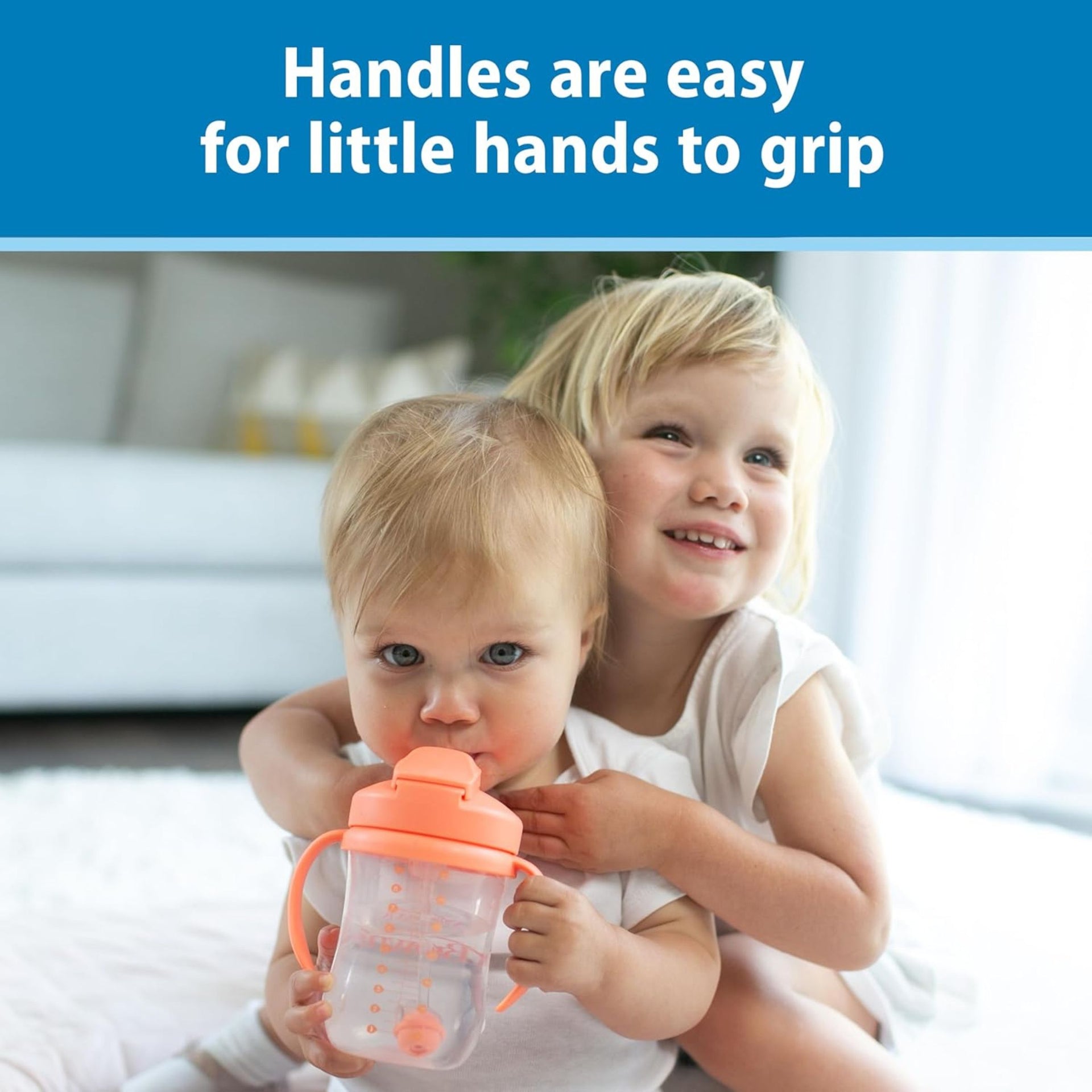 Dr. Brown's Milestones Baby's 1st Weighted Straw Cup 270ml | Spill-Proof Training Sippy Cup with Soft Silicone Weighted Straw & Handles | BPA-Free | 6+ Months