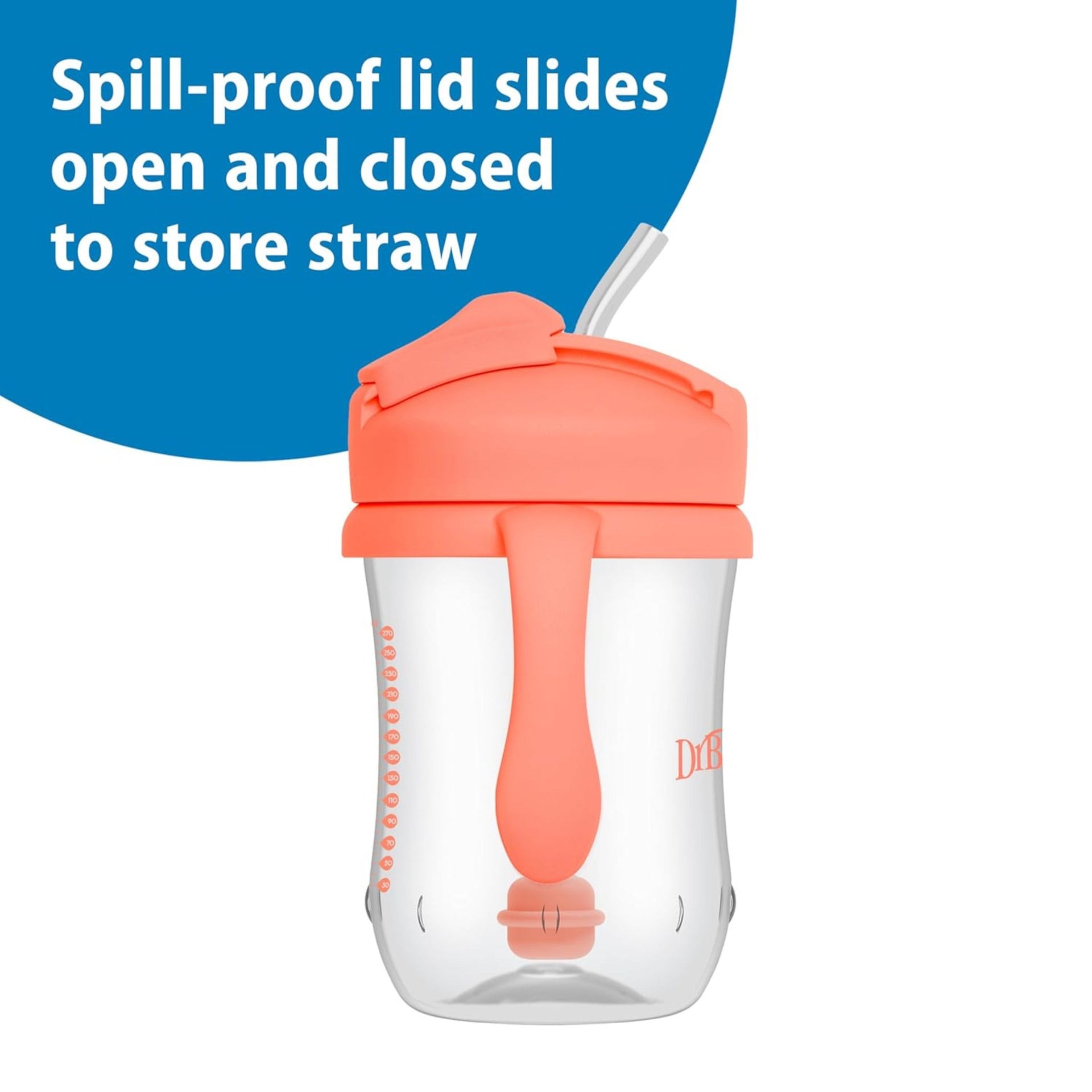Dr. Brown's Milestones Baby's 1st Weighted Straw Cup 270ml | Spill-Proof Training Sippy Cup with Soft Silicone Weighted Straw & Handles | BPA-Free | 6+ Months