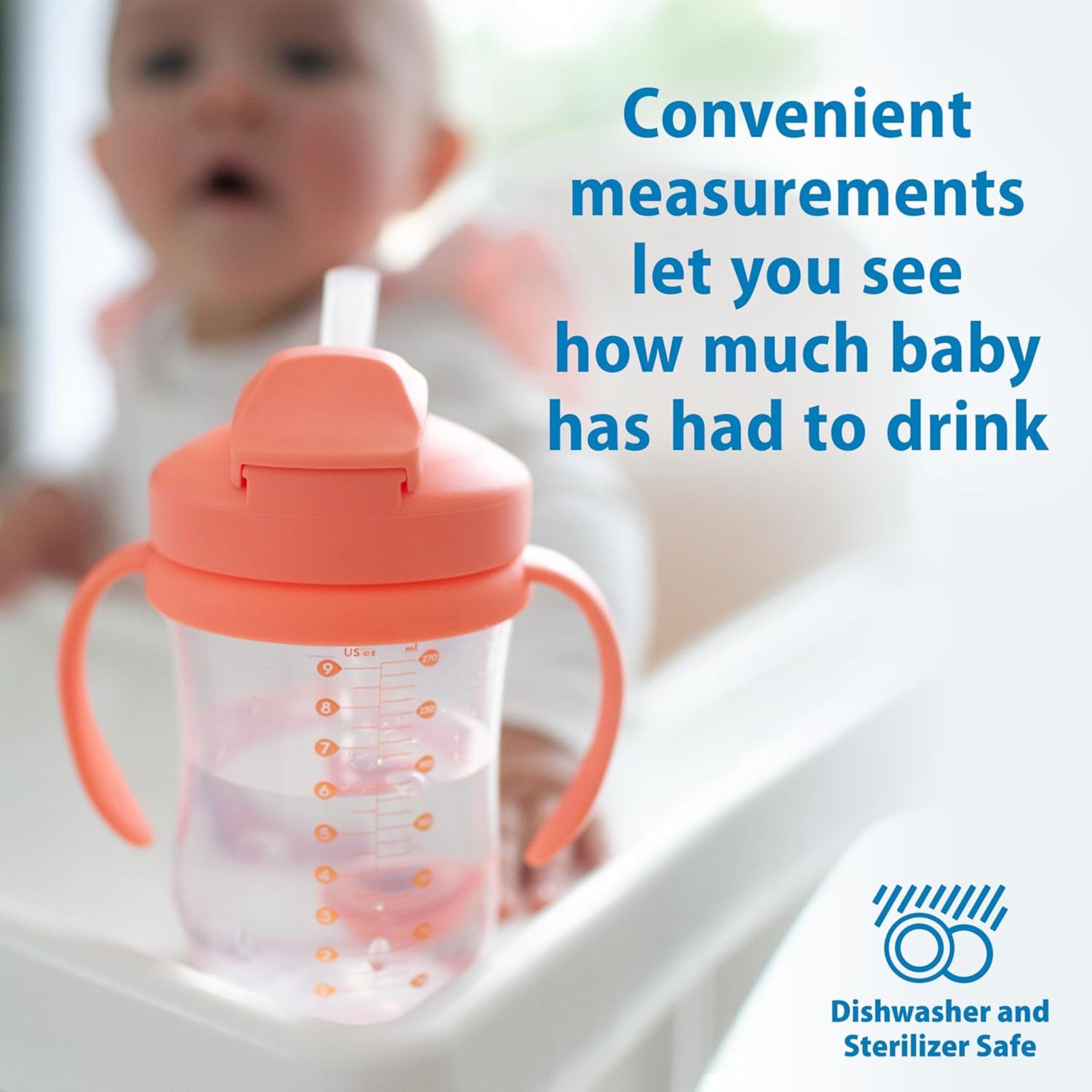 Dr. Brown's Milestones Baby's 1st Weighted Straw Cup 270ml | Spill-Proof Training Sippy Cup with Soft Silicone Weighted Straw & Handles | BPA-Free | 6+ Months