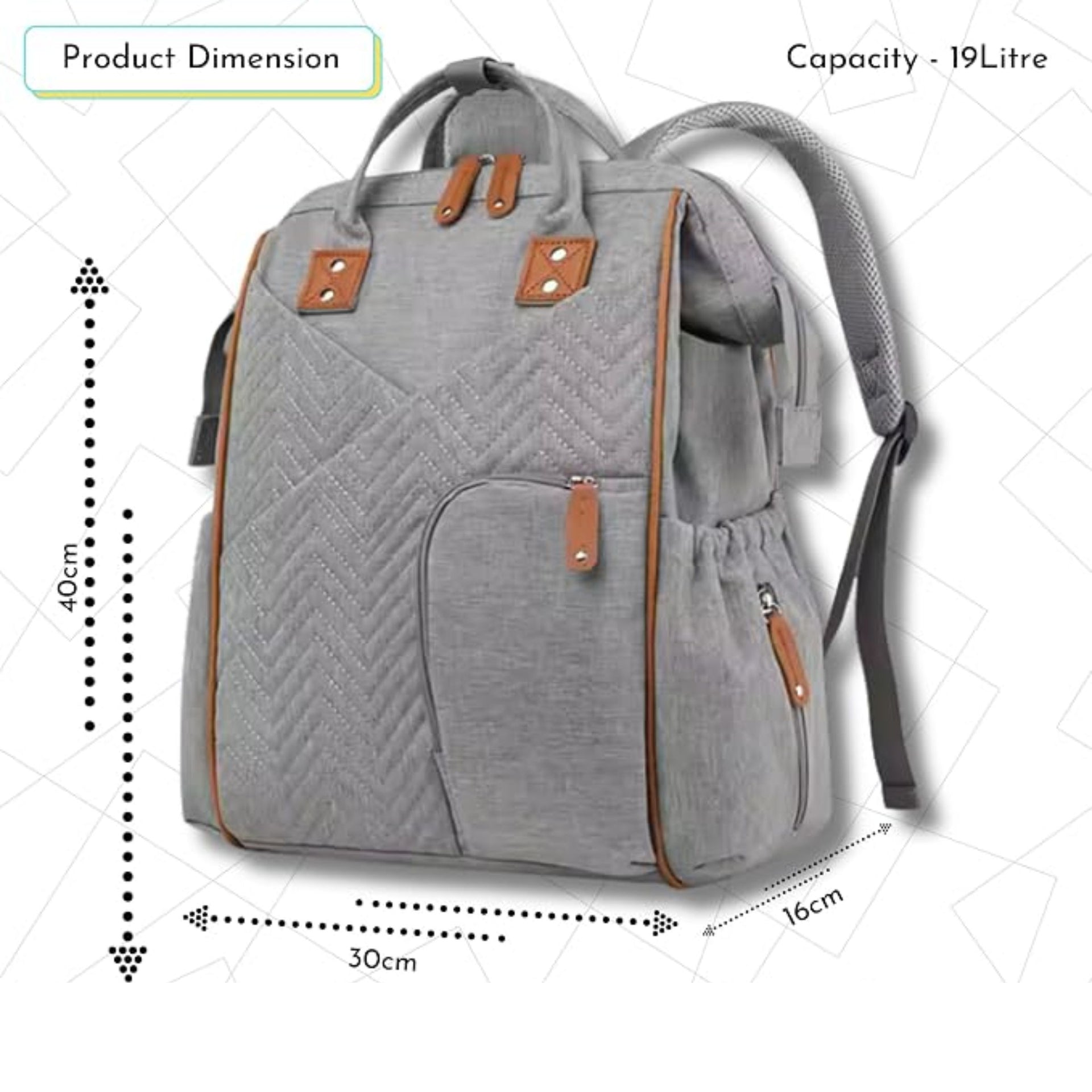 Mee Mee Multi-Function Diaper Backpack | Large Capacity Baby Diaper Bag with Insulated Bottle Pockets | Waterproof Maternity Travel Bag | Grey, Navy Blue, Black & Pink