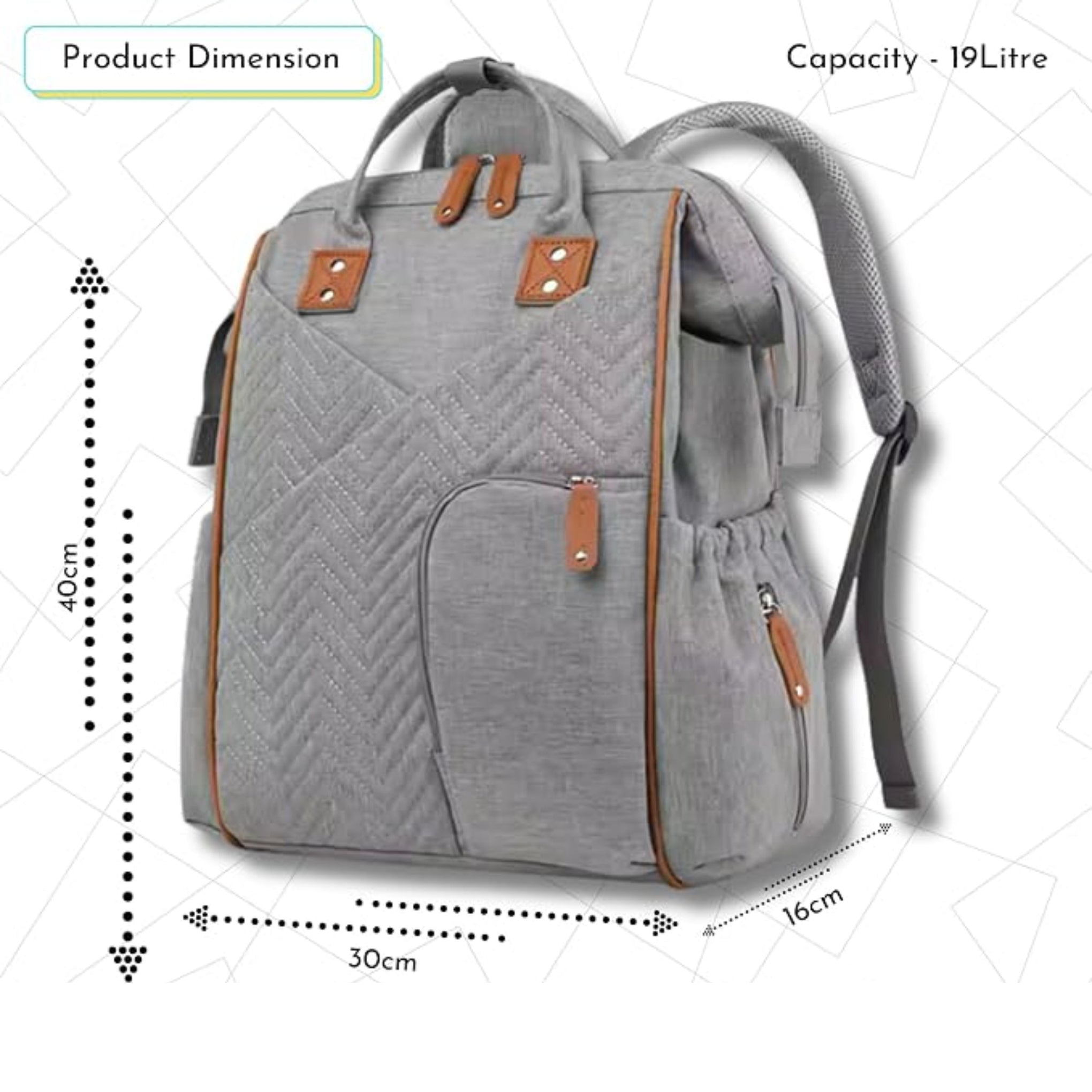 Mee Mee Multi-Function Diaper Backpack | Large Capacity Baby Diaper Bag with Insulated Bottle Pockets | Waterproof Maternity Travel Bag | Grey, Navy Blue, Black & Pink