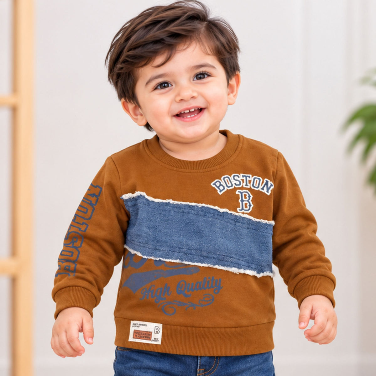 GUSTO boys rust brown sweatshirt front view