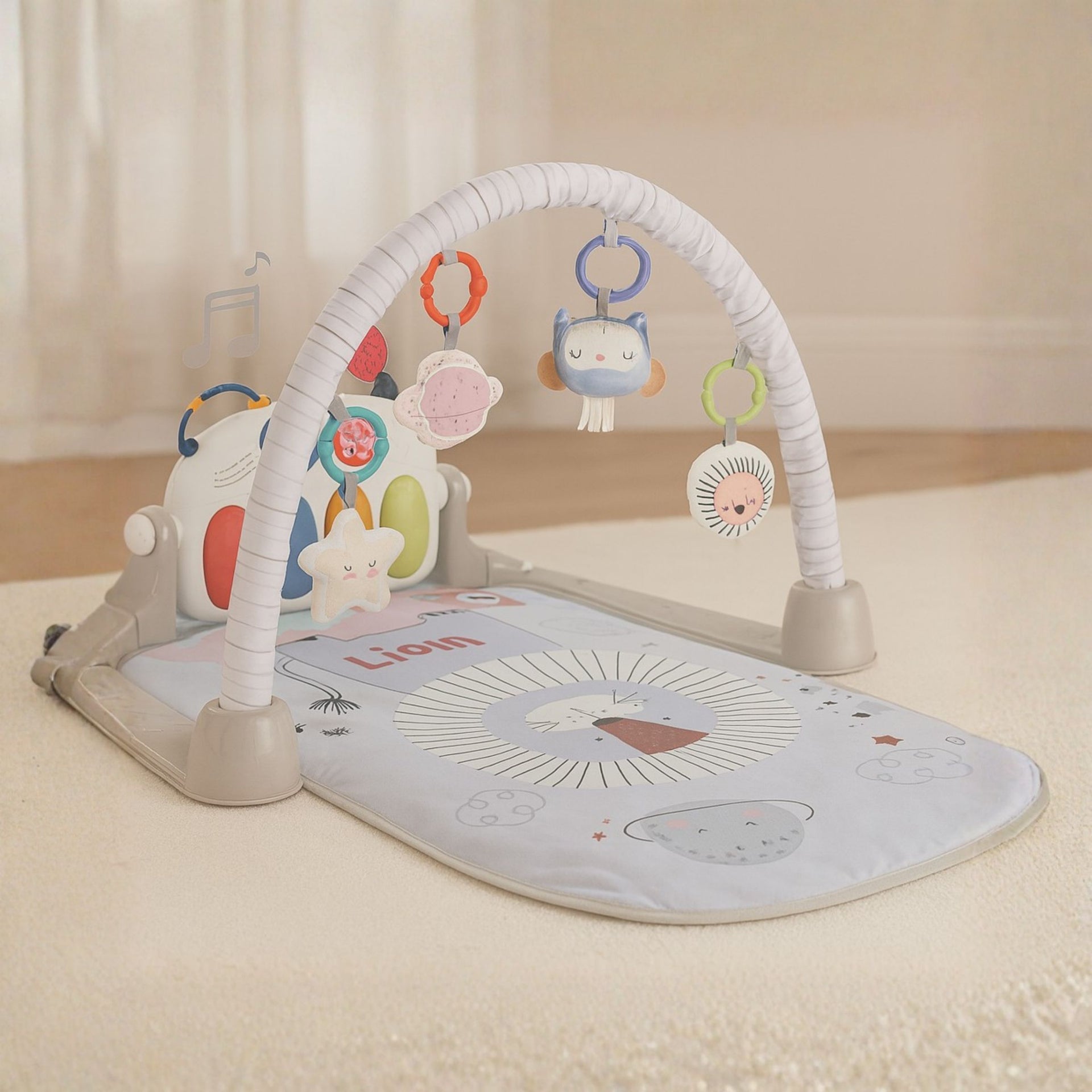 Smile Baby Pedal Piano & Fitness Mat | Musical Activity Gym with Kick Piano, Hanging Toys, Tummy Time Mat, Washable & Portable | 0–36 Months