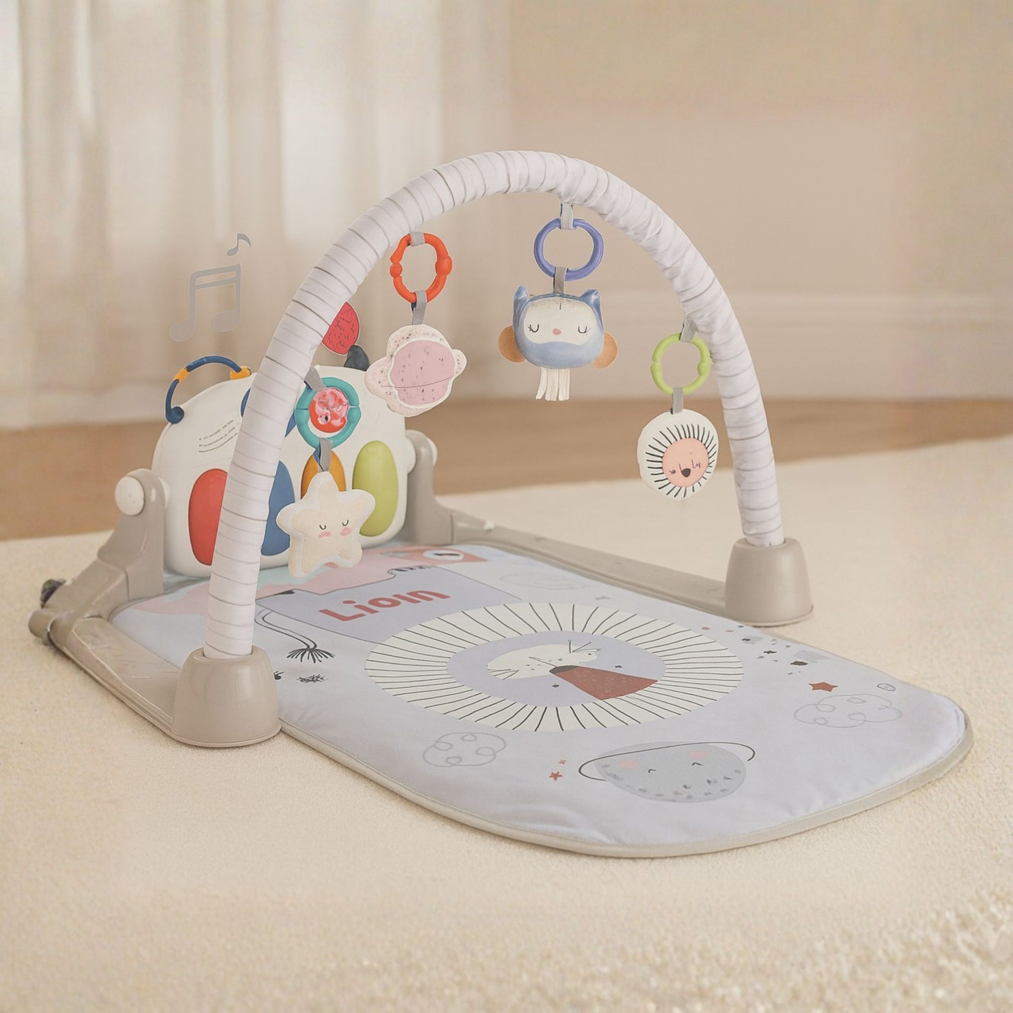 Smile Baby Pedal Piano & Fitness Mat | Musical Activity Gym with Kick Piano, Hanging Toys, Tummy Time Mat, Washable & Portable | 0–36 Months