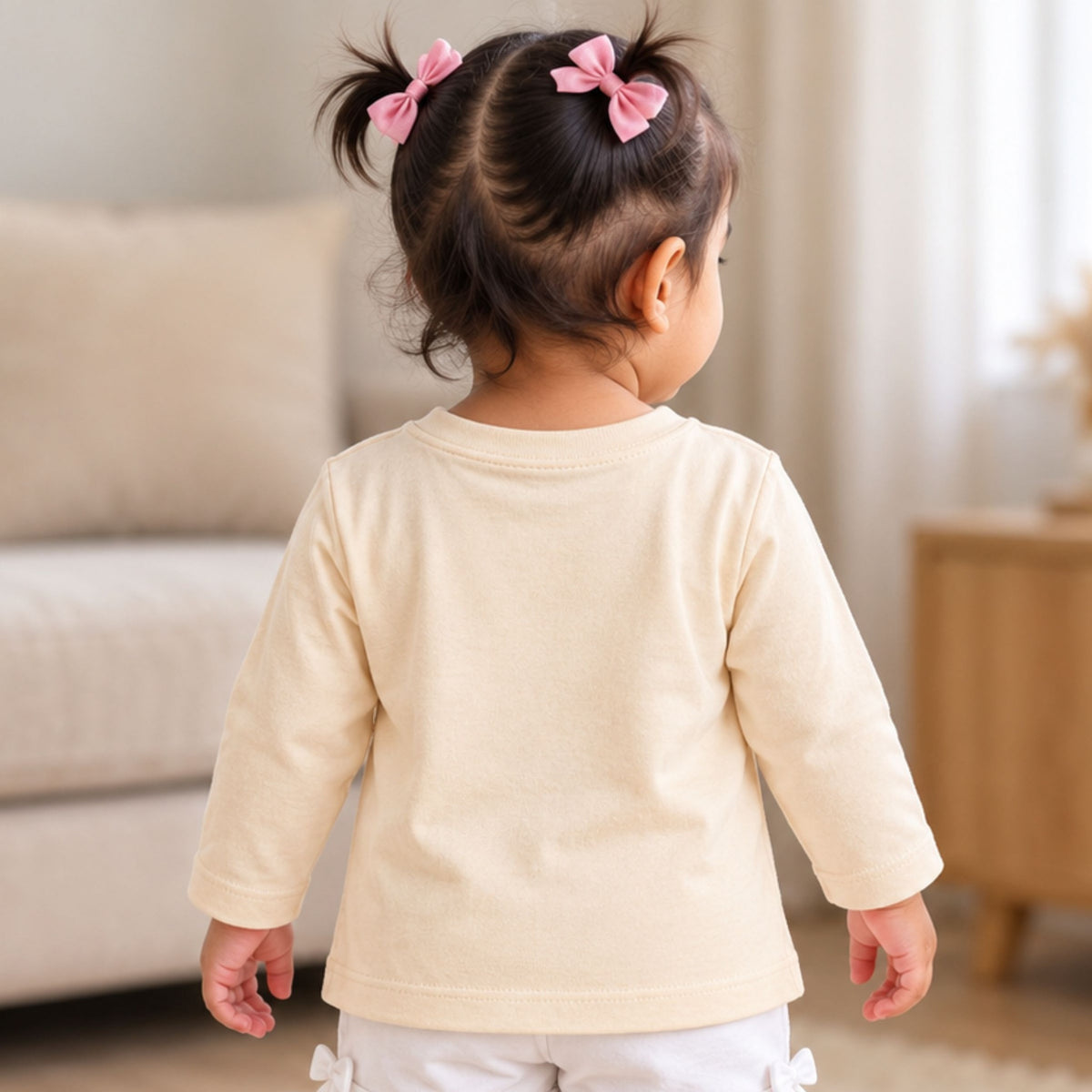 Back view of ORRIGANY ivory full sleeve girls T-shirt