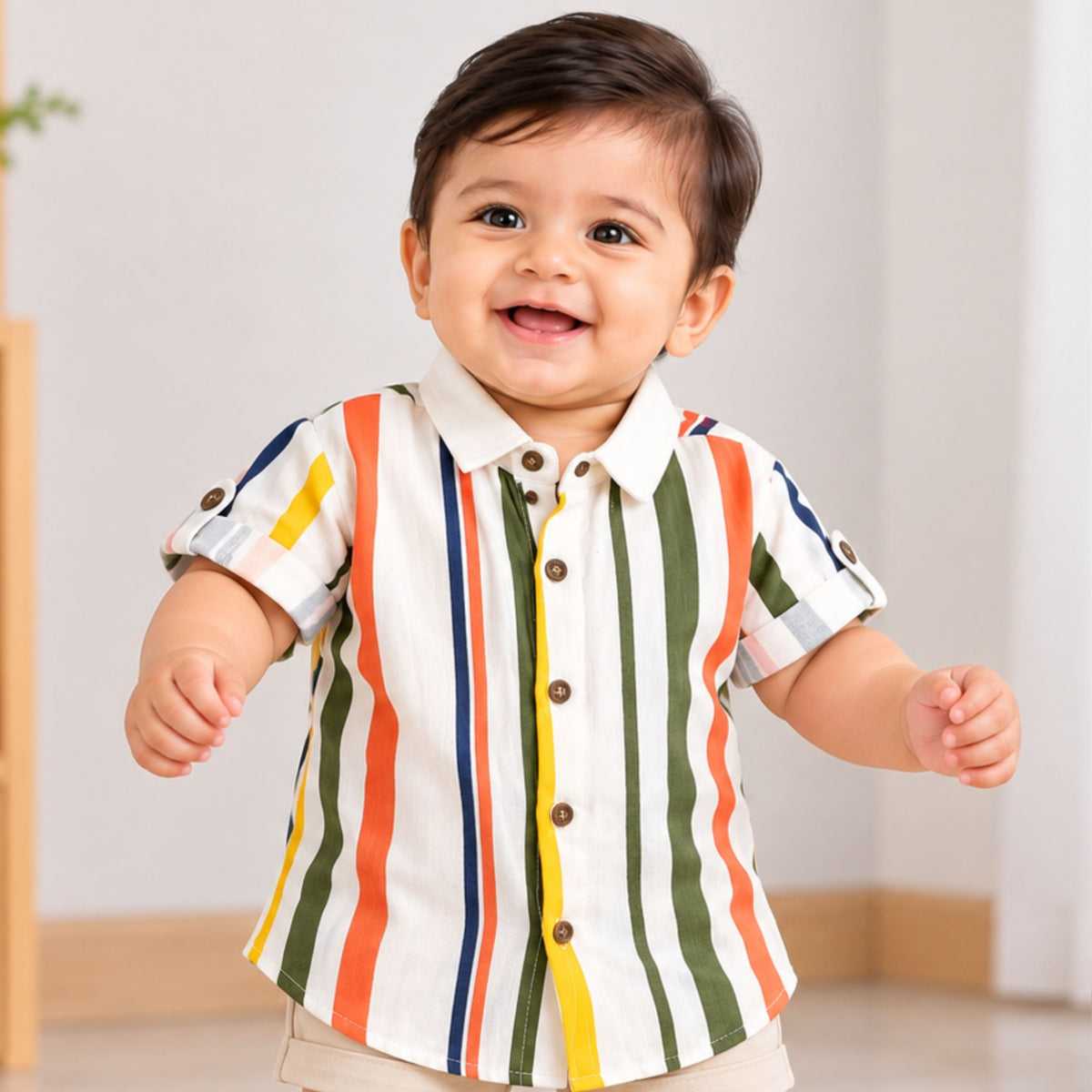 GUSTO boys striped shirt in Orange front view