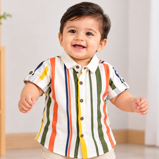 GUSTO boys striped shirt in Orange front view
