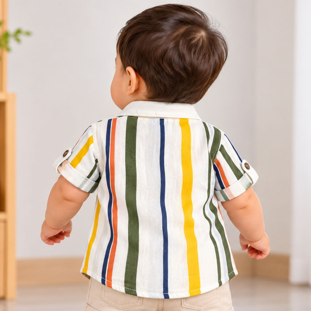 GUSTO boys striped shirt in Orange back view