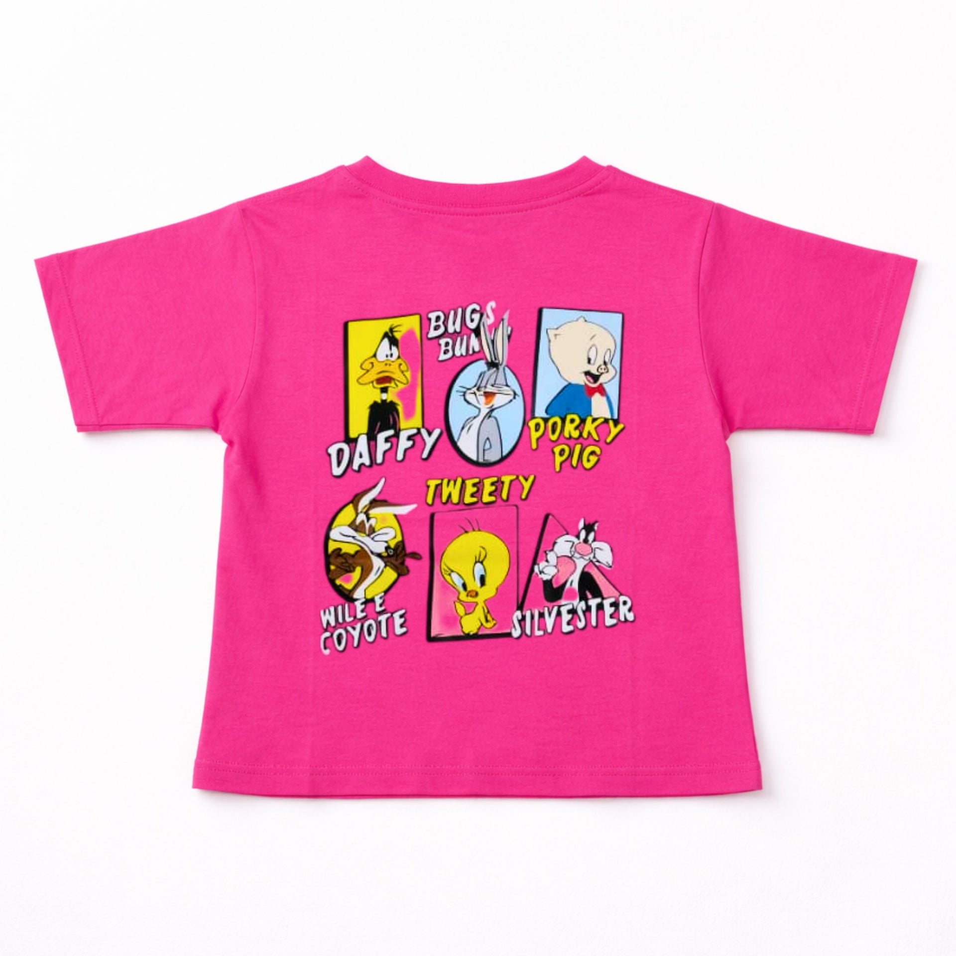 Smile Baby Kids Cartoon Character Printed Cotton T-Shirt | Half Sleeve Casual Tee for Boys & Girls | 6–14+ Years | Colors: H.Pink, Off White