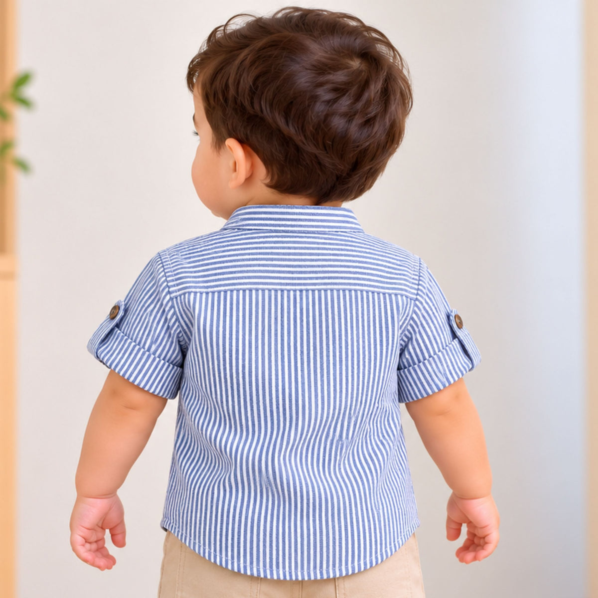 GUSTO sky blue striped boys shirt back