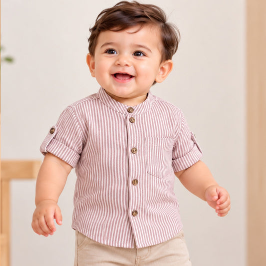 GUSTO peach striped boys shirt back