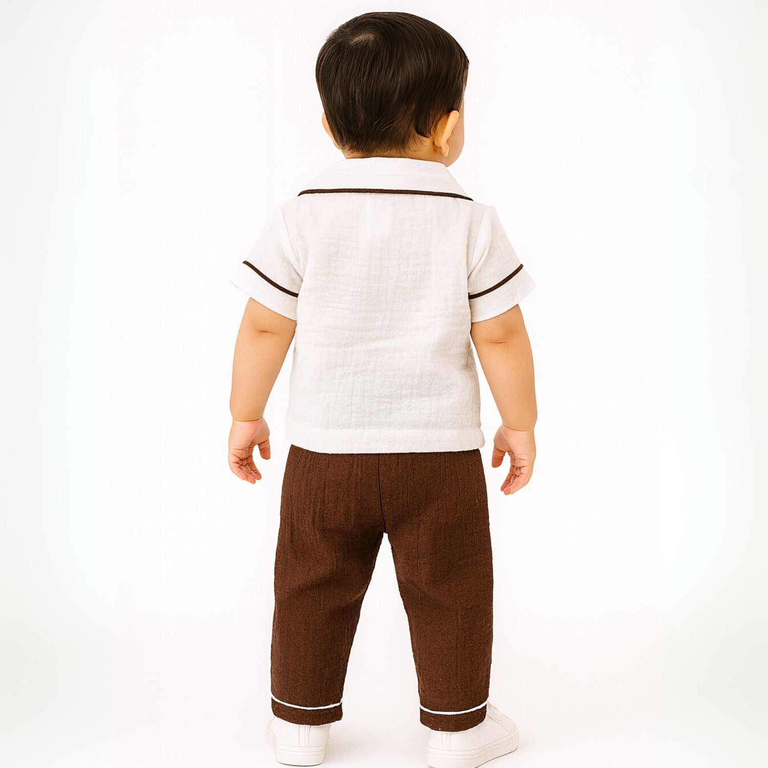 Smile Baby Boys MUSLIN Shirt & Pants Set – Short Sleeve Casual Outfit | MUSLIN NIGHT SUIT (3M–3Y, Brown)