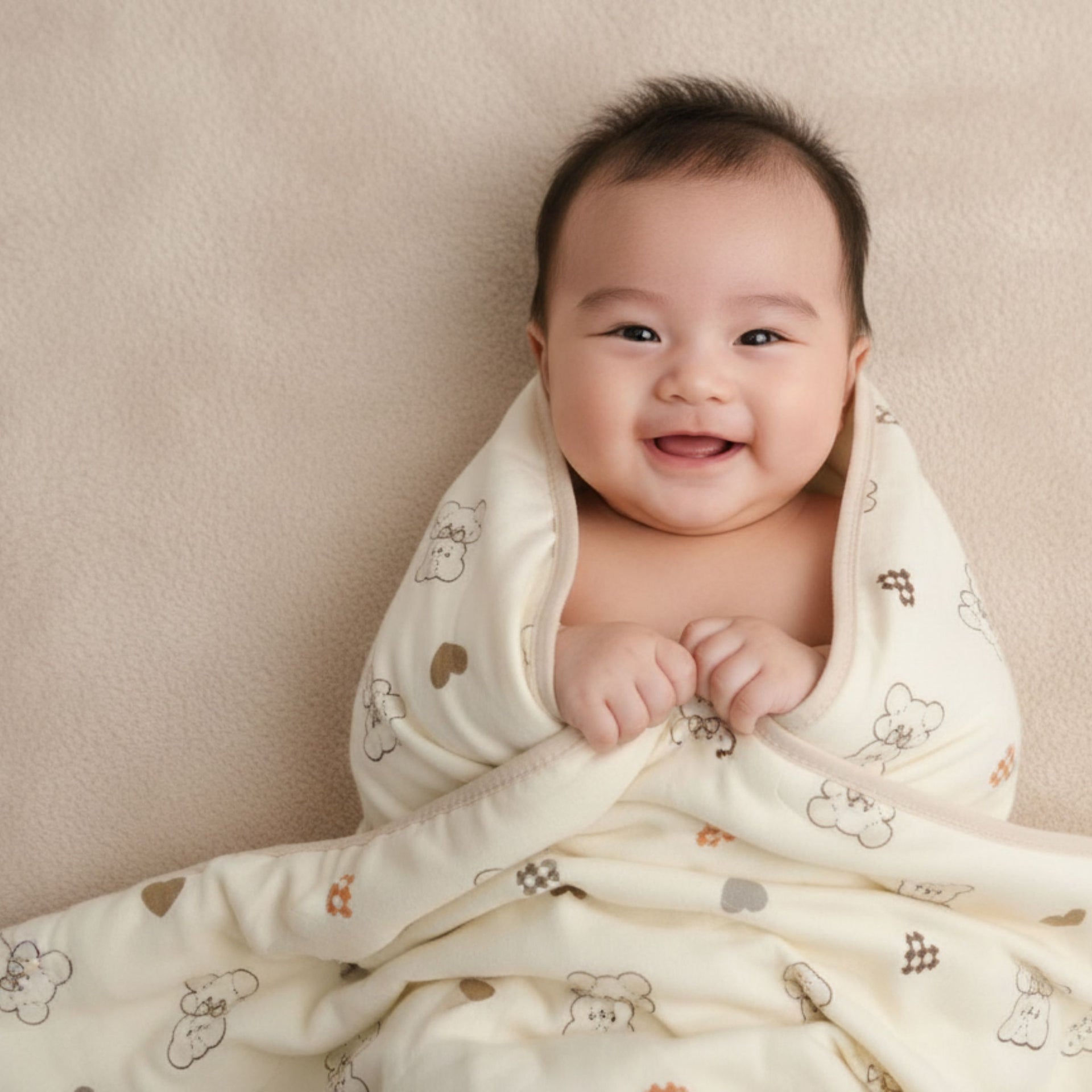 Smile Baby Muslin Blanket 100×100 cm – 4 Cute Prints (Flower, Teddy, Nice Teddy, Lily Flower)