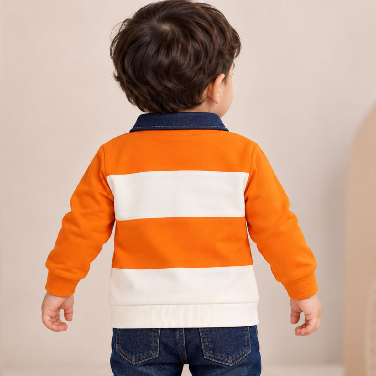 GUSTO orange boys polo sweatshirt back view