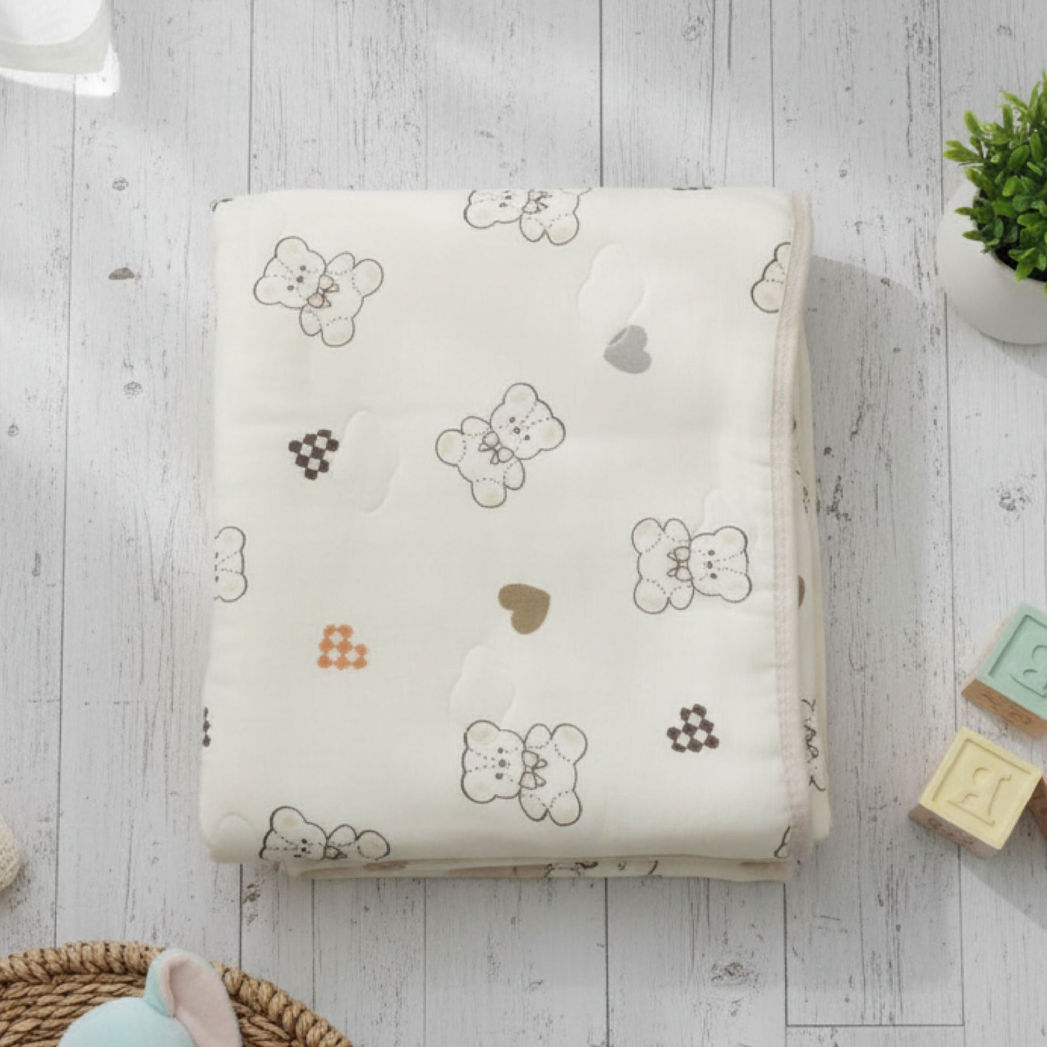 Smile Baby Muslin Blanket 100×100 cm – 4 Cute Prints (Flower, Teddy, Nice Teddy, Lily Flower)