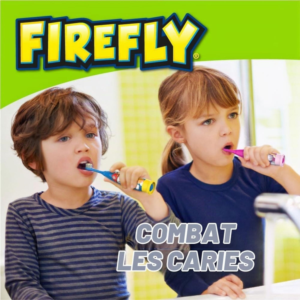 Children using Firefly battery-powered toothbrushes